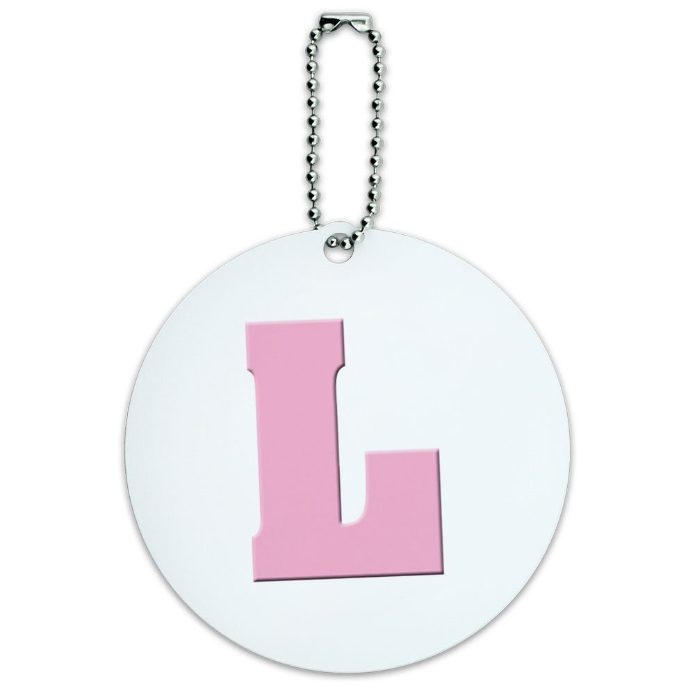 Personalized Letter L Initial Baby Girl Luggage Tag - Pink Block Font ID Card for Suitcase, Carry-On & Travel Bags | Perfect for Baby Showers, Travel & Kids' Luggage Identification