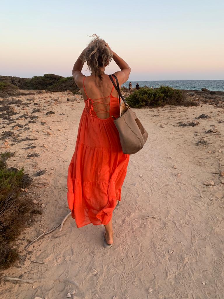 Soft Santorini Dress in Burn Orange - 100% Premium Muslin Cotton for Women | Perfect for Beach Vacations, Summer Outings & Casual Wear