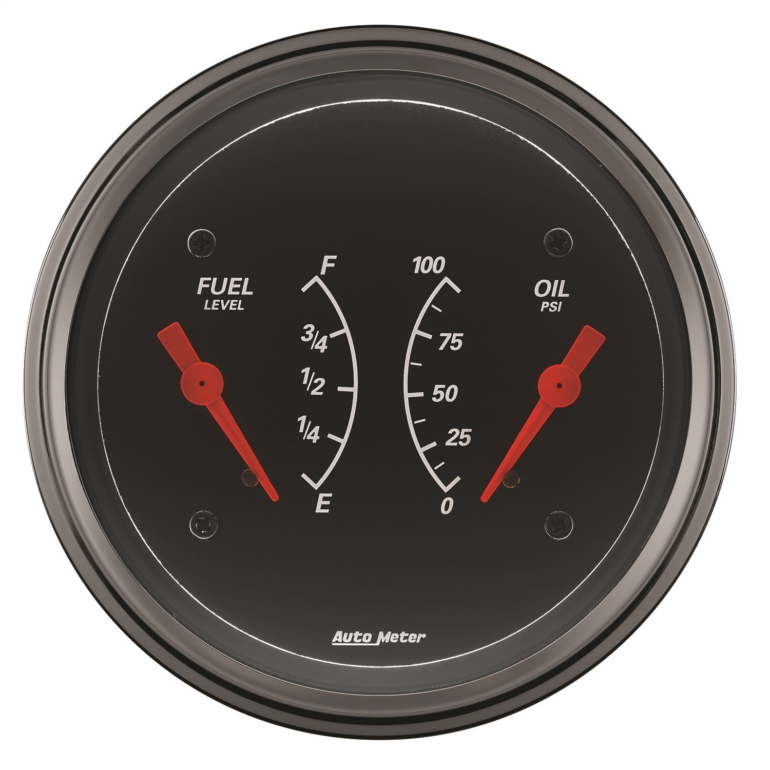 AUTO METER 1434 Designer Black Oil and Fuel Pressure Dual Gauge - Perfect for Car, Truck & Motorcycle Engine Performance Monitoring