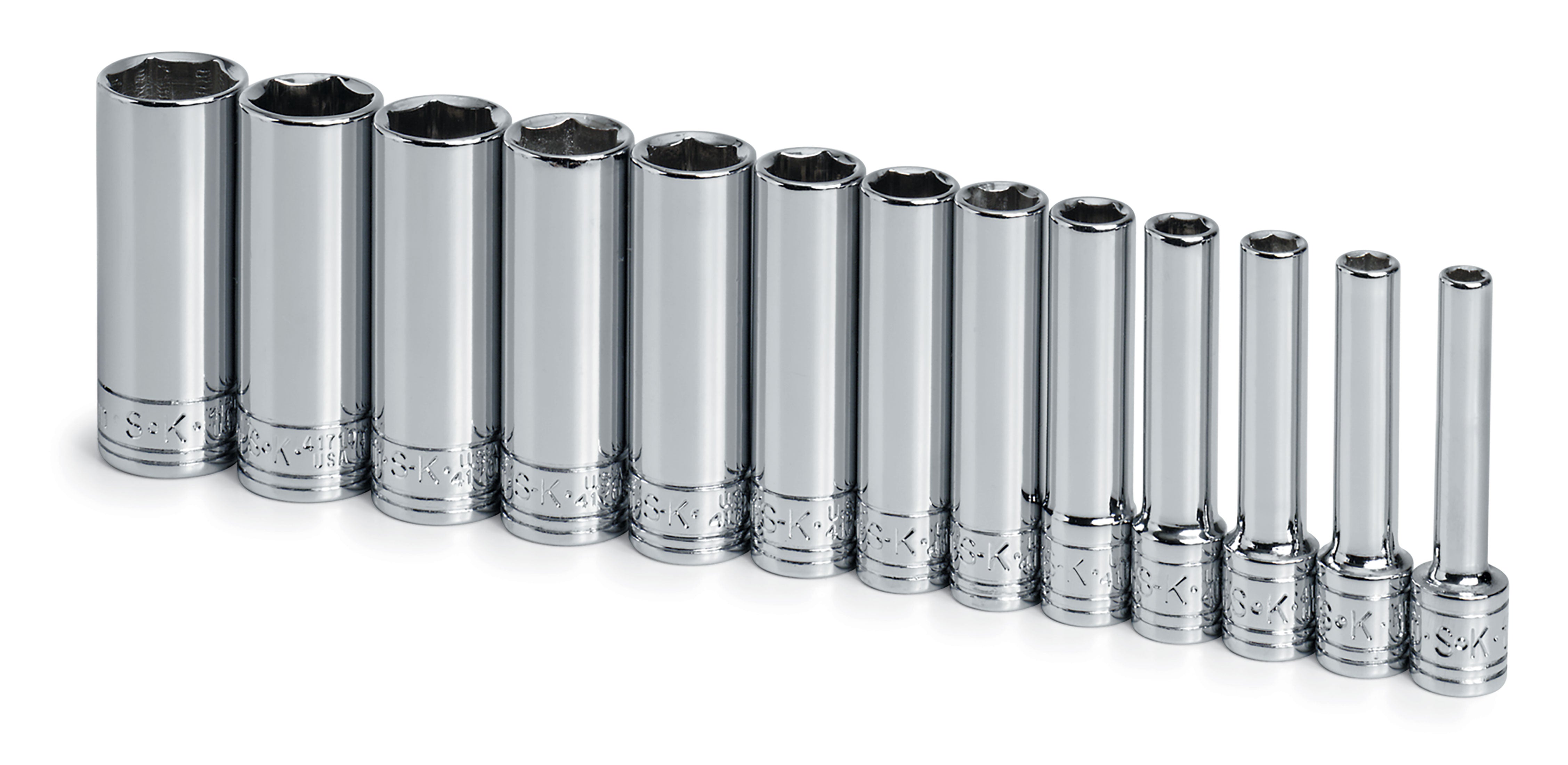 13-Piece 1/4-Inch Drive 6-Point Deep Metric Chrome Socket Set - Professional Automotive Tool Kit for Car Repair & Maintenance