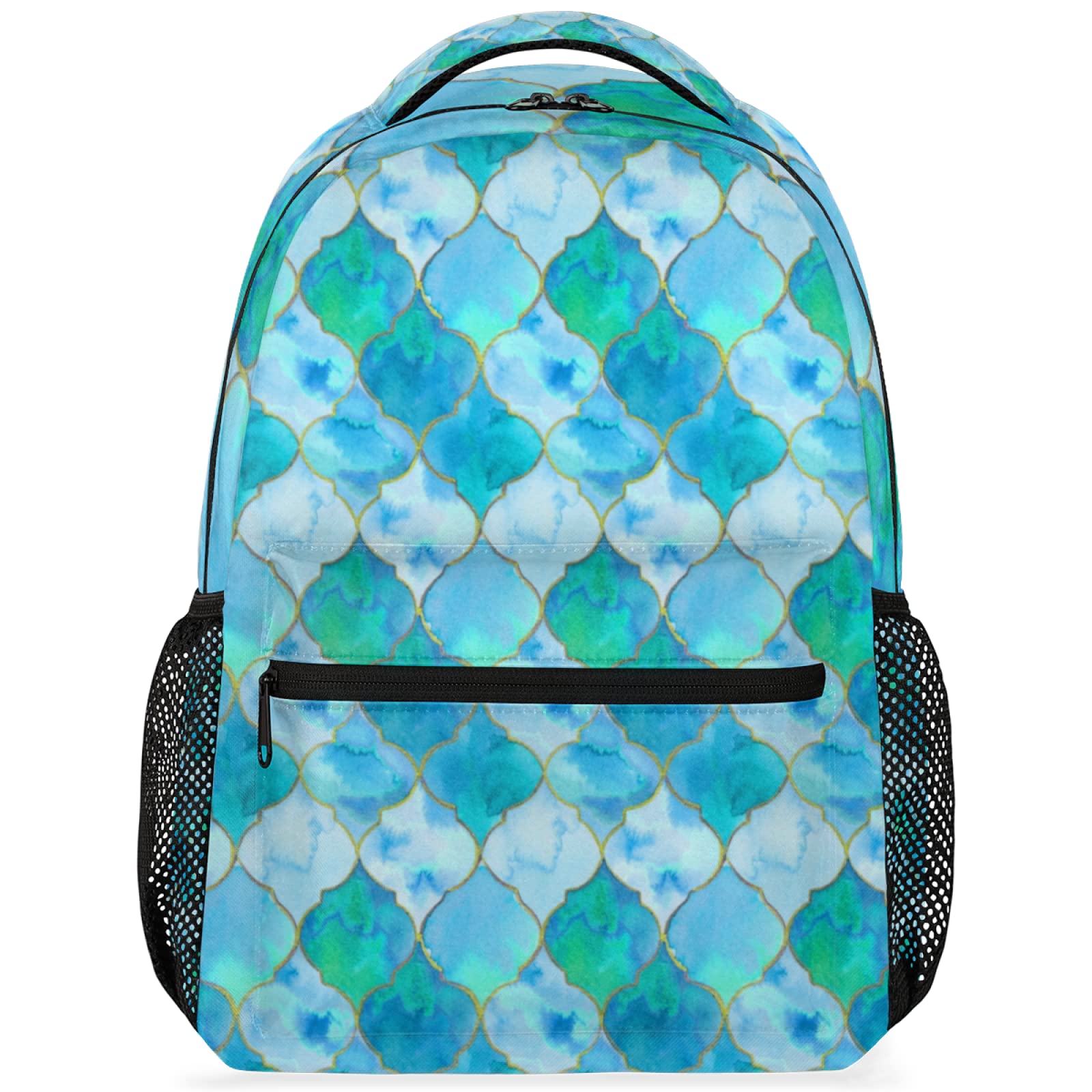 Stylish Geometric Quatrefoil Laptop Backpack for Men & Women - Water Resistant Lightweight School Bookbag, College Backpack & Travel Daypack - Perfect for Work, Commute & Outdoor Adventures