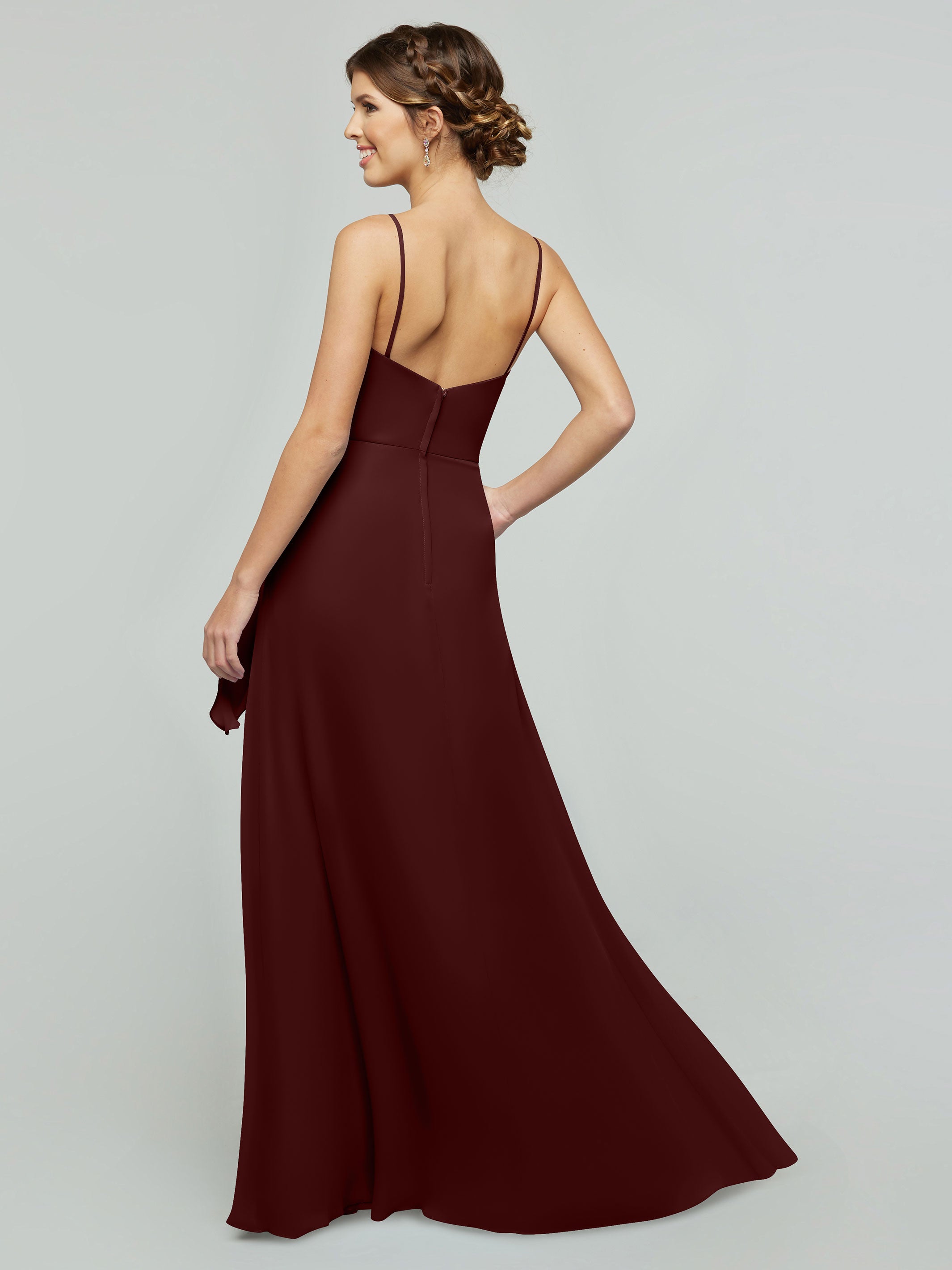 Elegant 80182 Chiffon A-Line Bridesmaid Dress with V-Neck & Spaghetti Straps - Perfect for Weddings, Formal Events & Special Occasions