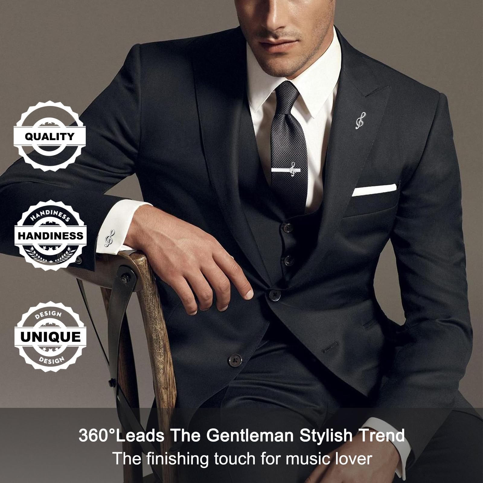 Premium Men's Cufflinks - Elegant Black & Silver Dress Shirt Accessories for Weddings, Formal Events & Gifts (Perfect for Grooms, Dads, Fathers & Professionals)
