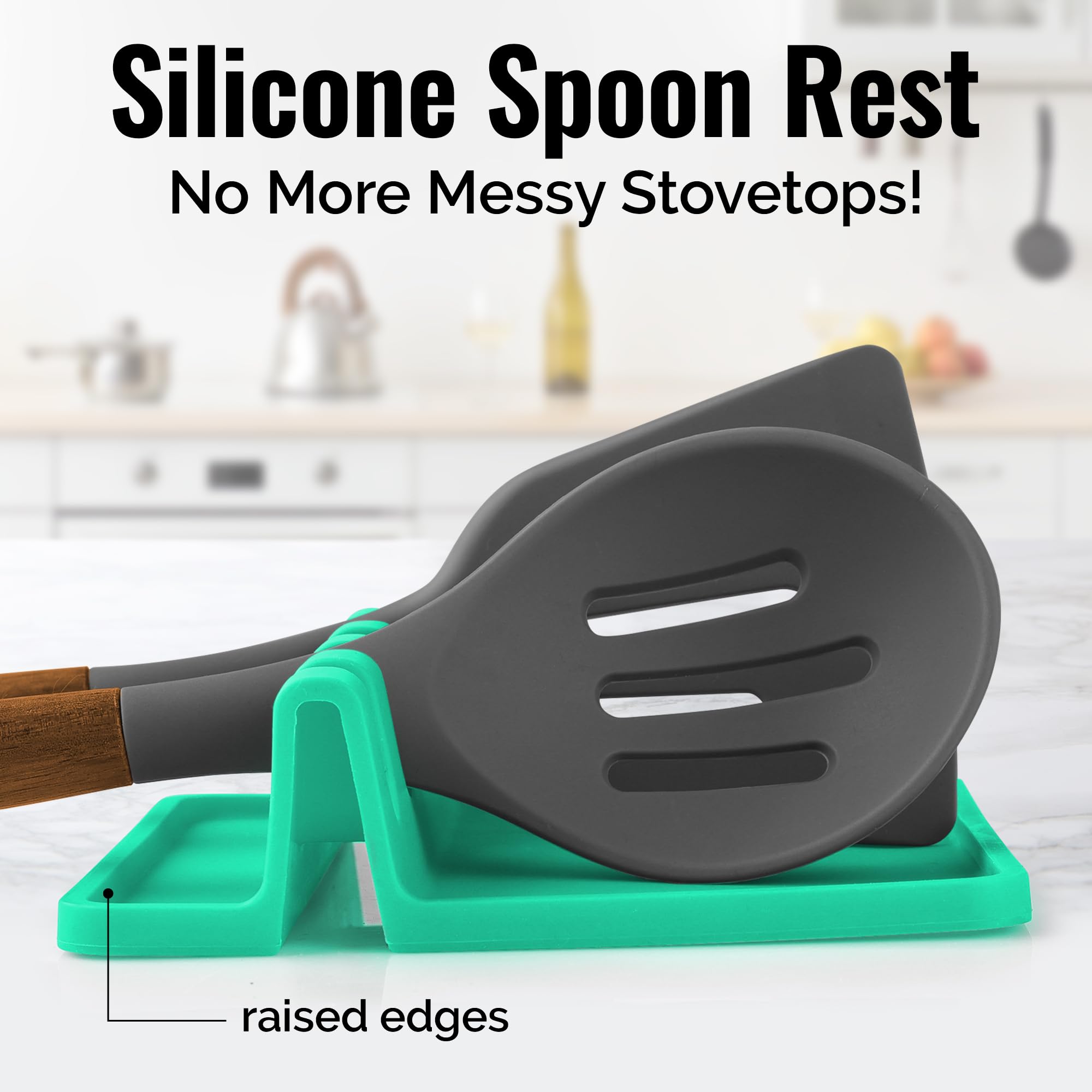 Zulay Silicone Utensil Rest - Heat-Resistant Spoon Holder for Stove Top - BPA-Free Kitchen Organizer for Cooking