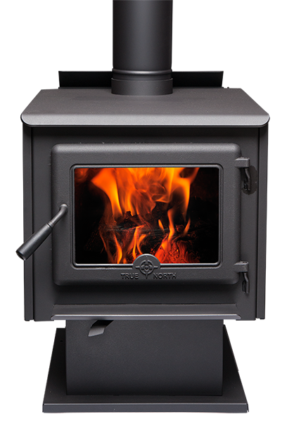 True North TN20 Wood Stove - Efficient Outdoor Heating for Cabins, Camping & Backyards | EPA Certified Cast Iron Fireplace with Glass Door