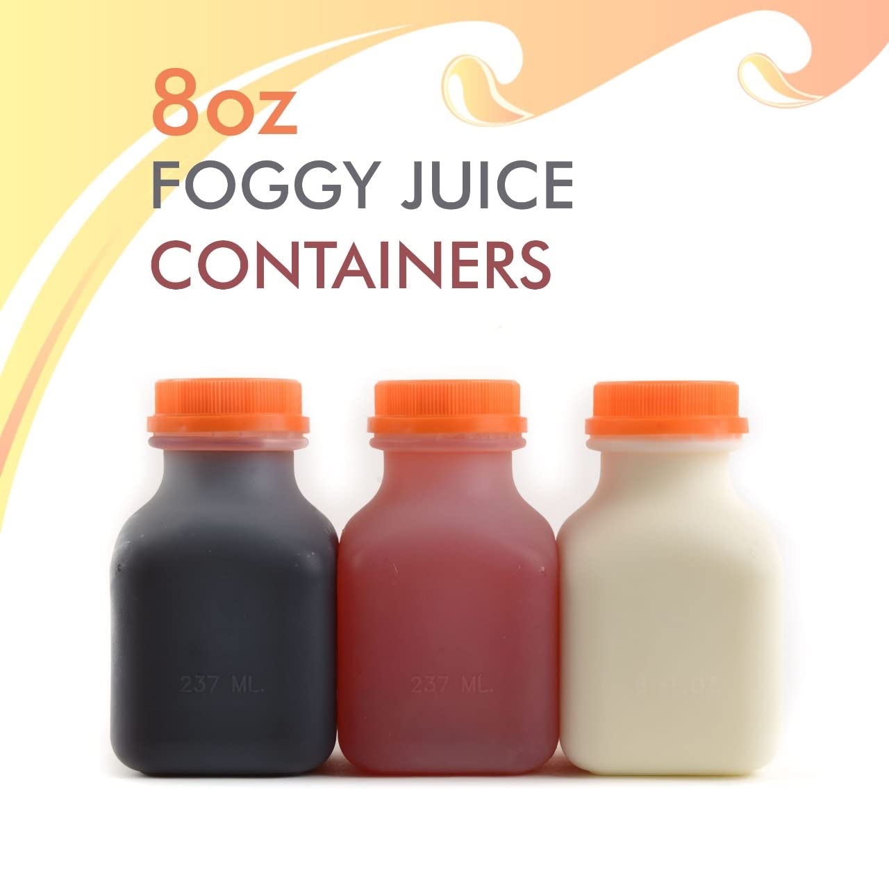 EcoQuality 8 oz Empty Plastic Juice Bottles with Tamper Evident Caps [200 Pack] - BPA-Free Smoothie Bottles for Juices, Milk, Meal Prep & Picnics - Reusable Food Storage Containers for Home, Restaurant & Commercial Use