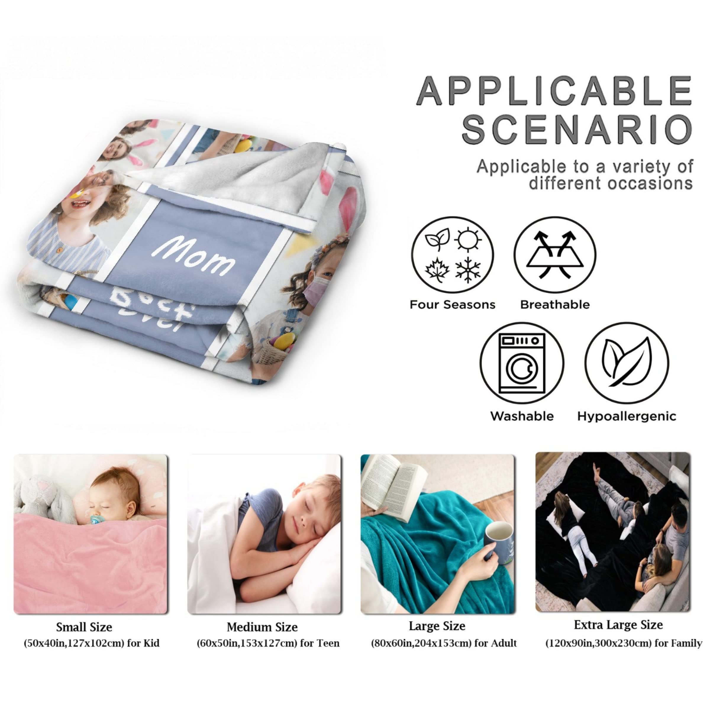 Custom Photo Collage Fleece Blanket - Personalized Throw for Family, Birthday & Wedding Gifts - Extra Large 120