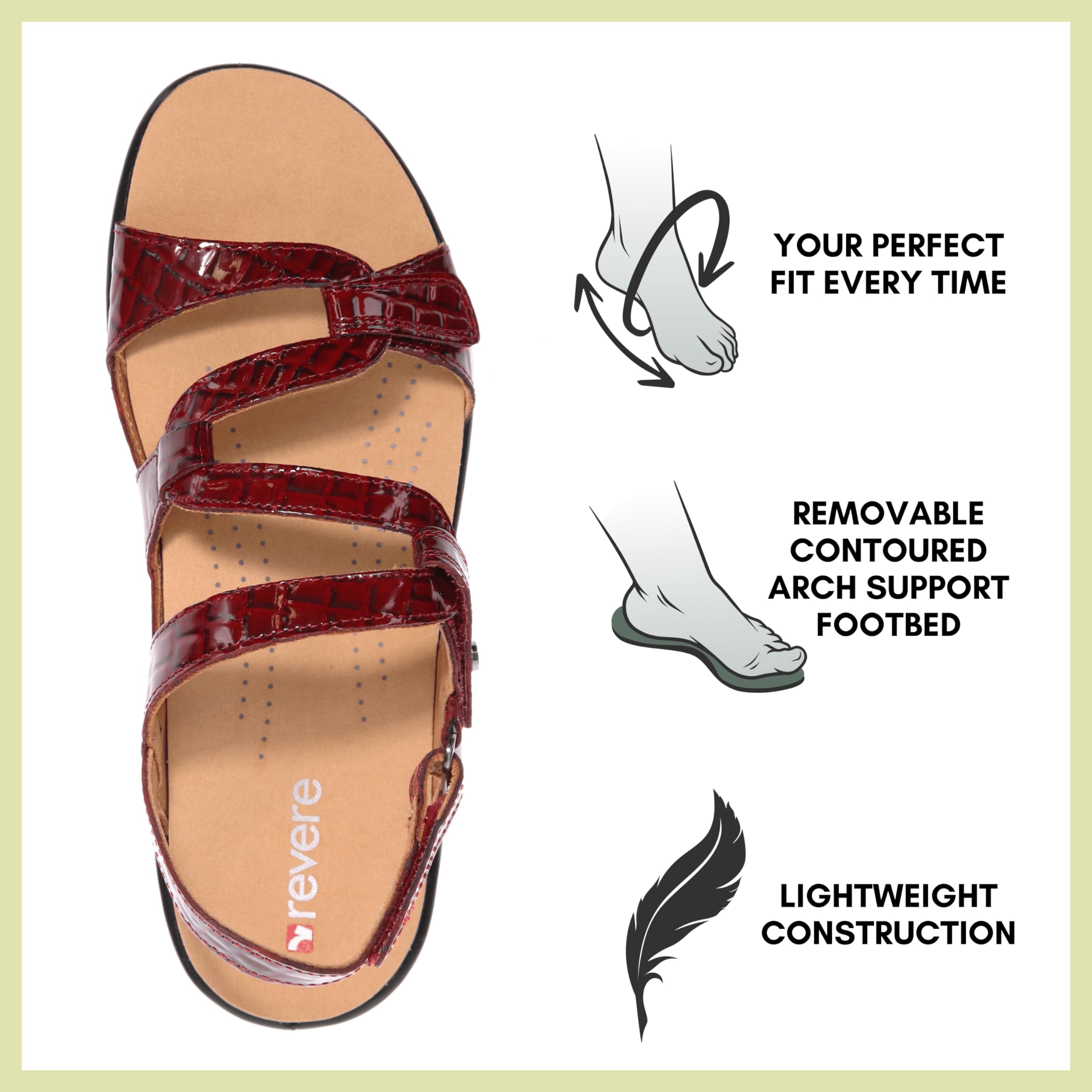 Revere Women's Miami Leather Sandals - Comfortable & Stylish Summer Casual Shoes for Beach, Travel & Everyday Wear
