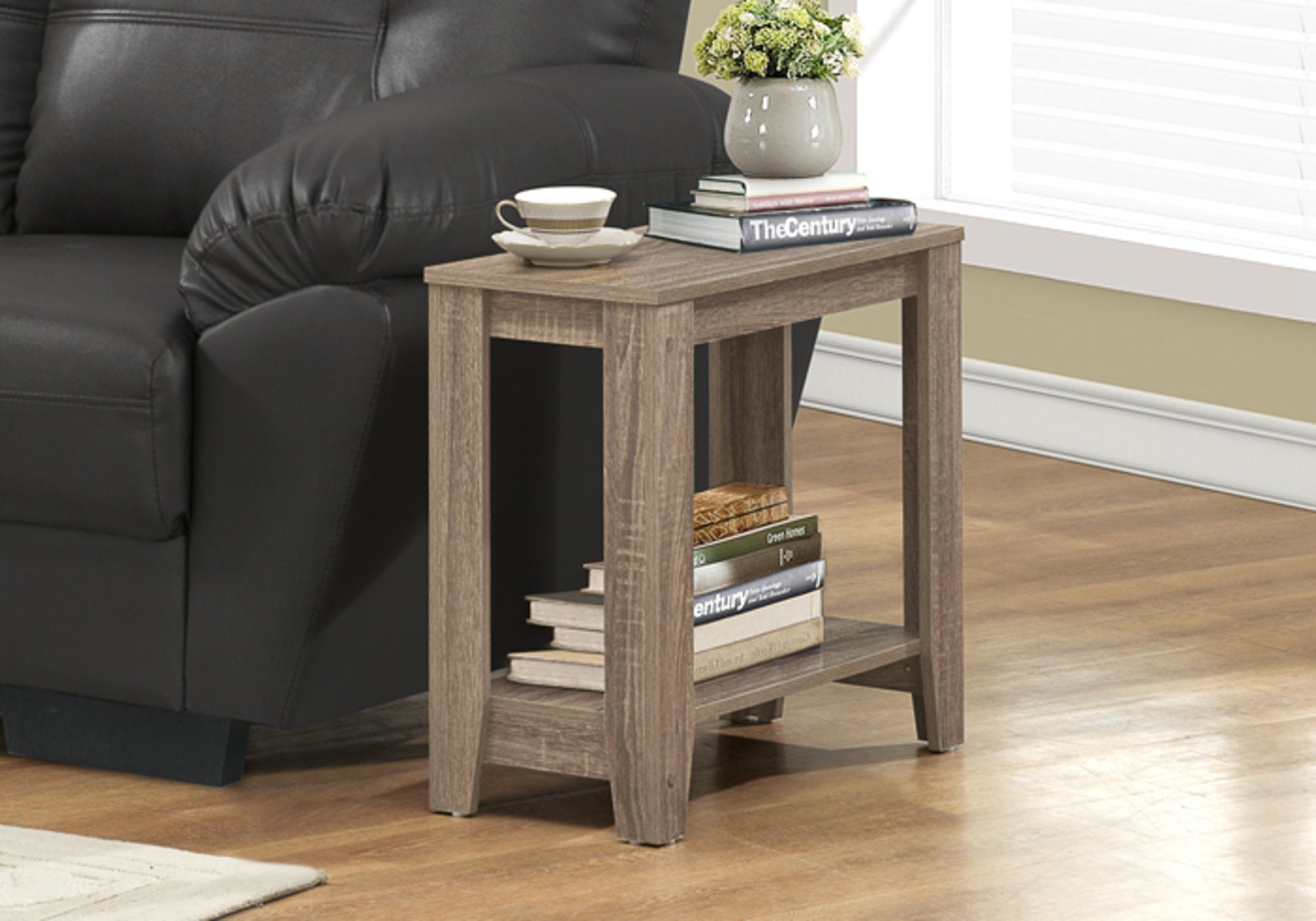 Modern Dark Taupe Accent Table - Stylish Side Table for Living Room, Bedroom, or Office Decor
