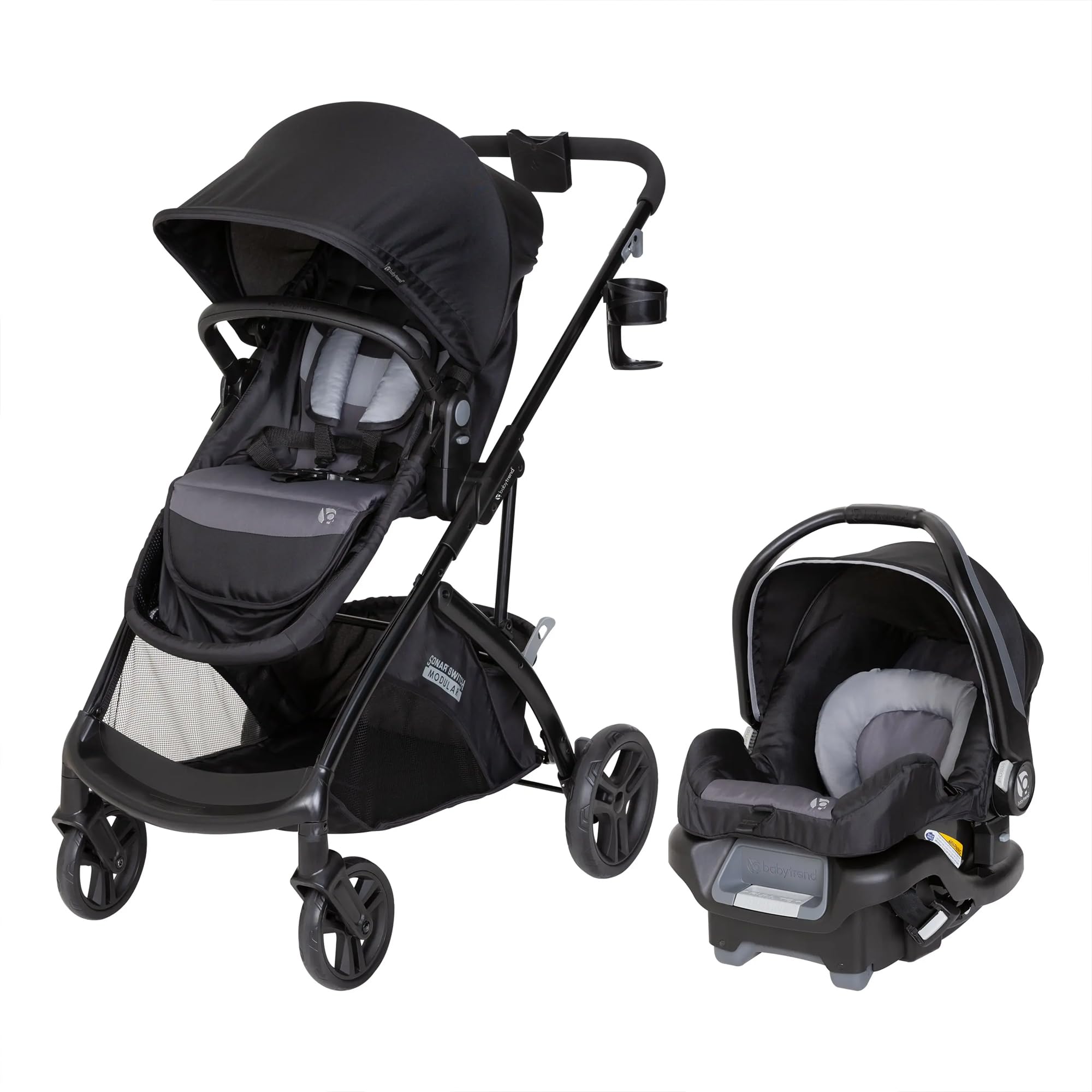 Baby Trend Sonar™ Switch 6-in-1 Modular Stroller Travel System with Ally™ Infant Car Seat - Desert Grey | Convertible Stroller for Newborn to Toddler | Perfect for Shopping, Travel & Daily Walks