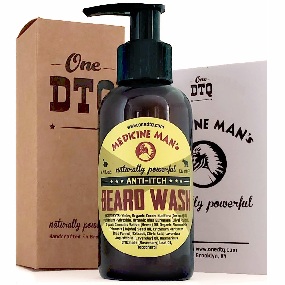 OneDTQ Medicine Man's Itchy Beard Wash 4.7 FL OZ - Soothing & Hydrating Beard Shampoo for Men - Relieves Dryness & Irritation - Perfect for Daily Beard Care & Grooming Routine