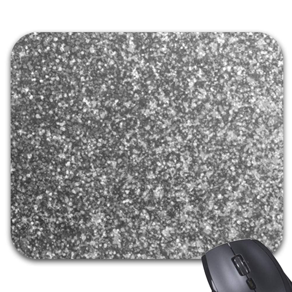 Goodaily Glitter Mouse Pad - Faux Silver Sparkling Desk Mat for Women, 9x7.5 Inch Glamorous Office Accessory | Perfect for Laptop, PC & Gaming Setup