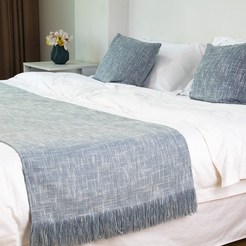 Luxury Solid Color Hotel Bed Runner Scarf - Soft Modern Bedspread for Twin, Queen & King Beds - Premium Tassel Bedding Decor for Foot of Bed Protection - Perfect for Hotels, Guest Rooms & Home Bedroom Decoration