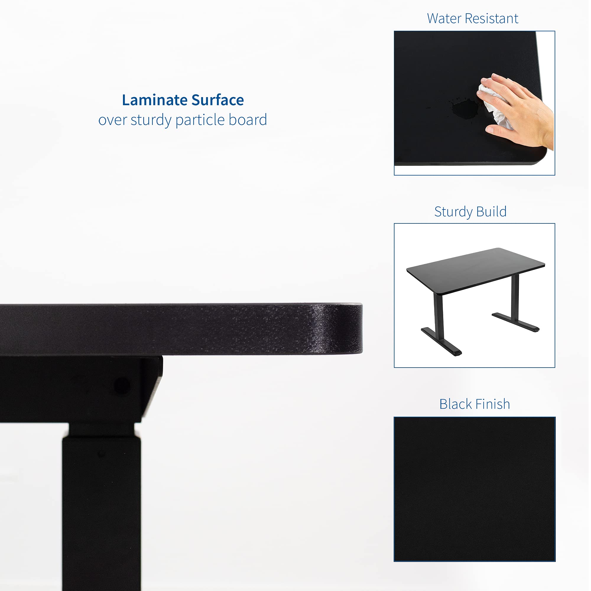 VIVO Universal 48 x 30 Inch Solid One-Piece Table Top for Standard & Sit to Stand Height Adjustable Home Office Desk Frames, Black (DESK-TOP48-30B) - Perfect for Workstations, Gaming Setups & Study Areas