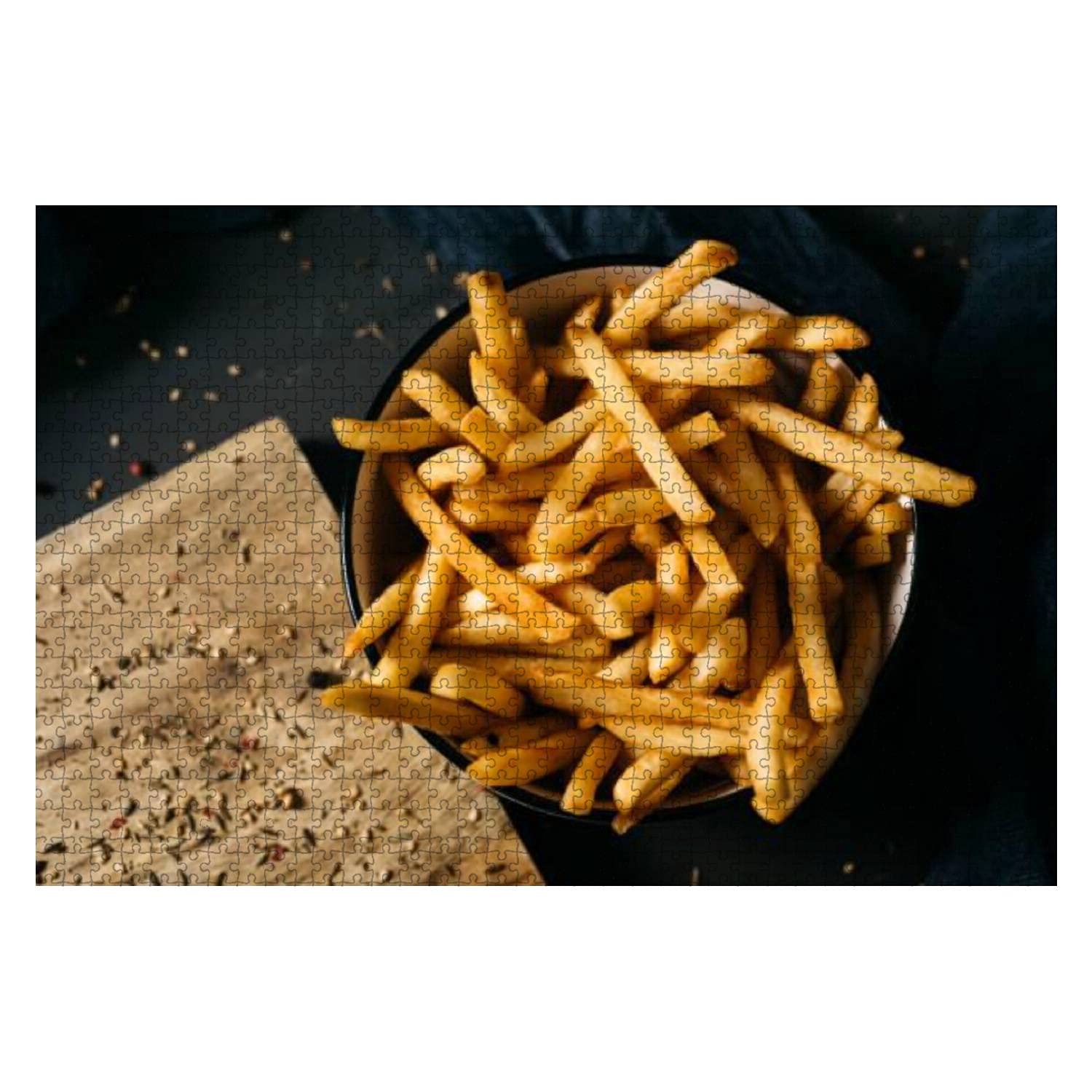 1000-Piece Wooden Jigsaw Puzzle - French Fries DIY Educational Toy for Kids & Adults | Home Decor & Stress Relief
