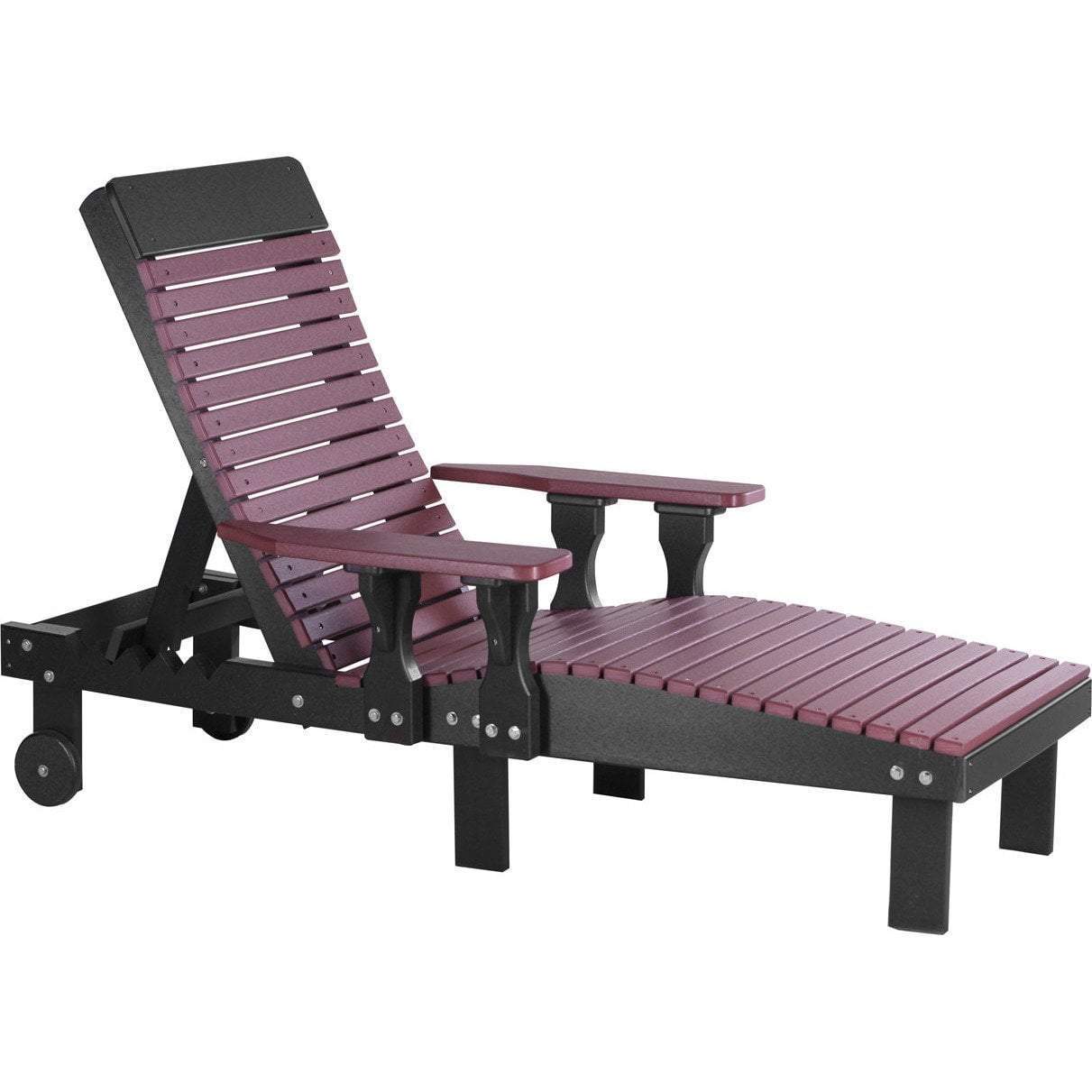 Eco-Friendly Cherry Wood & Recycled Plastic Lounge Chair with Cup Holder - Perfect for Patio, Garden, and Outdoor Relaxation