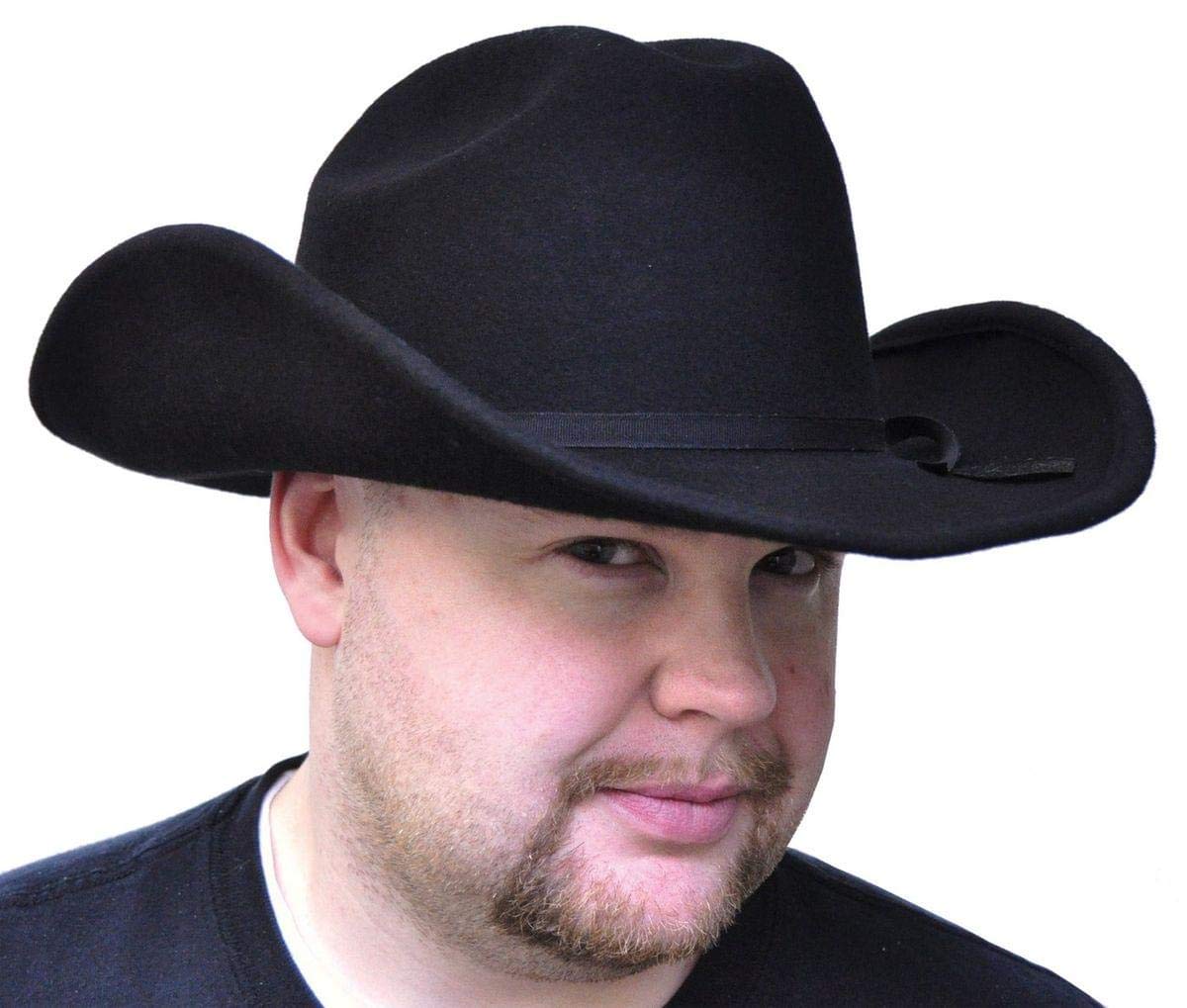 Black Felt Cowboy Hat for Men & Women - Western Style