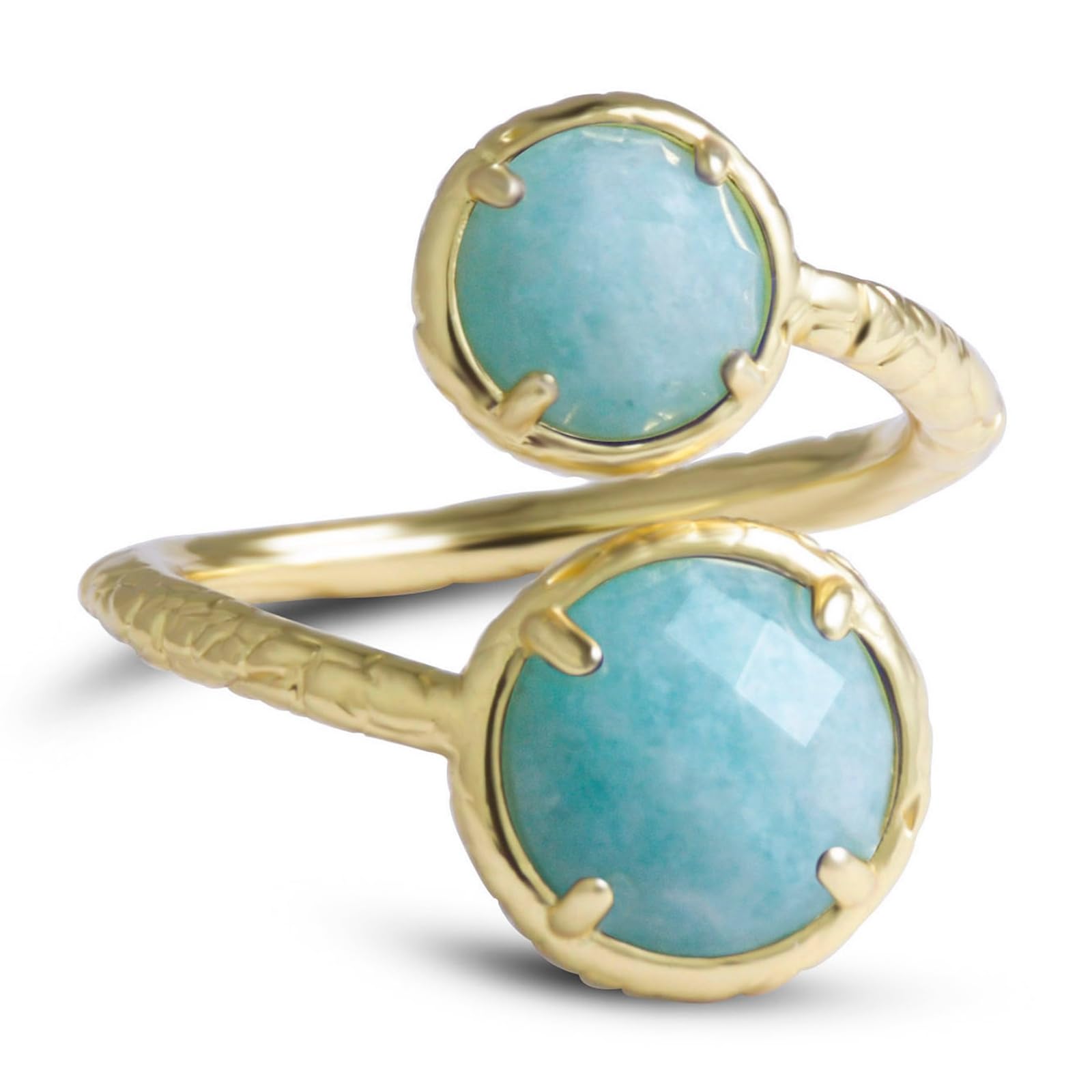 Amazonite Ring for Women - Adjustable Handmade Toi Et Moi Double Stone Ring | Natural Amazonite Jewelry Gift for Her | Perfect for Weddings, Anniversaries & Special Occasions