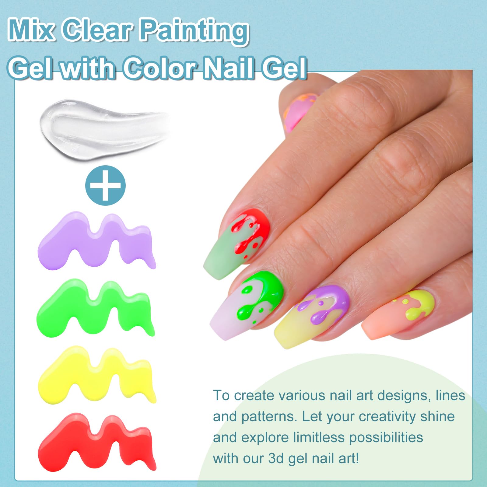 3D Nail Art Gel for Chrome Powder & Foil - Clear Painting Gel for Metallic Mirror Effect Nail Polish - Professional Sculpture Gel for 3D Nail Design - 15ml Bottle - Perfect for Salon, Home Manicure & Nail Art Enthusiasts