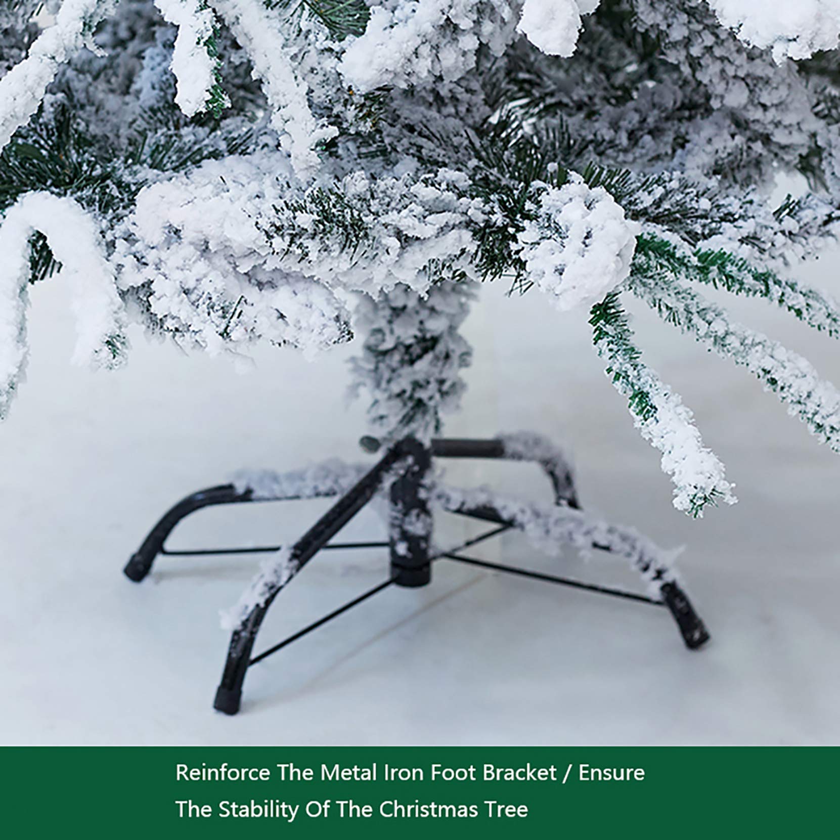 Premium Flocked Snow Artificial Christmas Tree - 5ft Foldable Indoor Holiday Decor with Traditional Green Needles | Perfect for Living Room, Office & Festive Home Decorations
