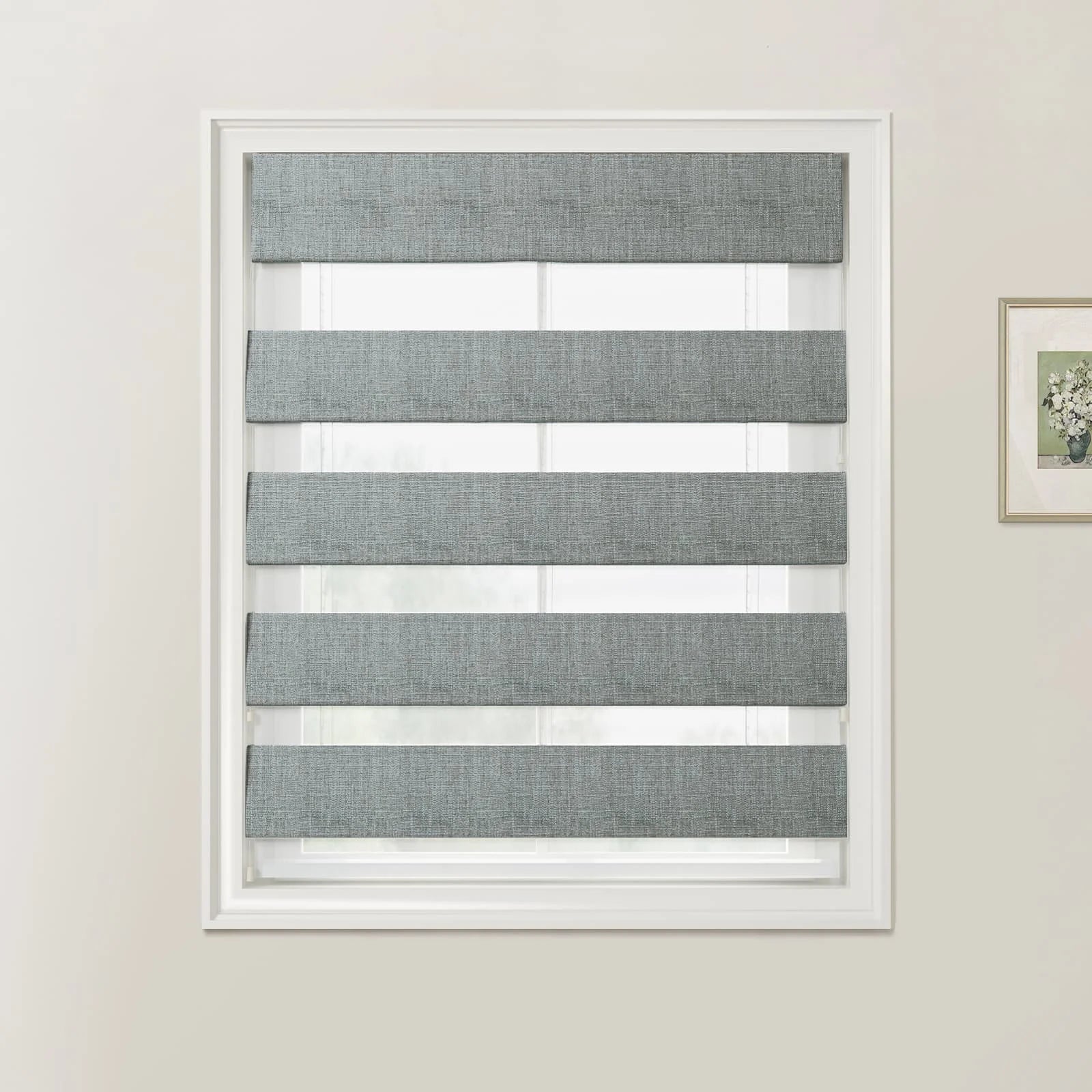 Custom Zebra Roman Blind Cord Lift - Blackout Window Shades for Home & Office - Easy Installation & Light Control