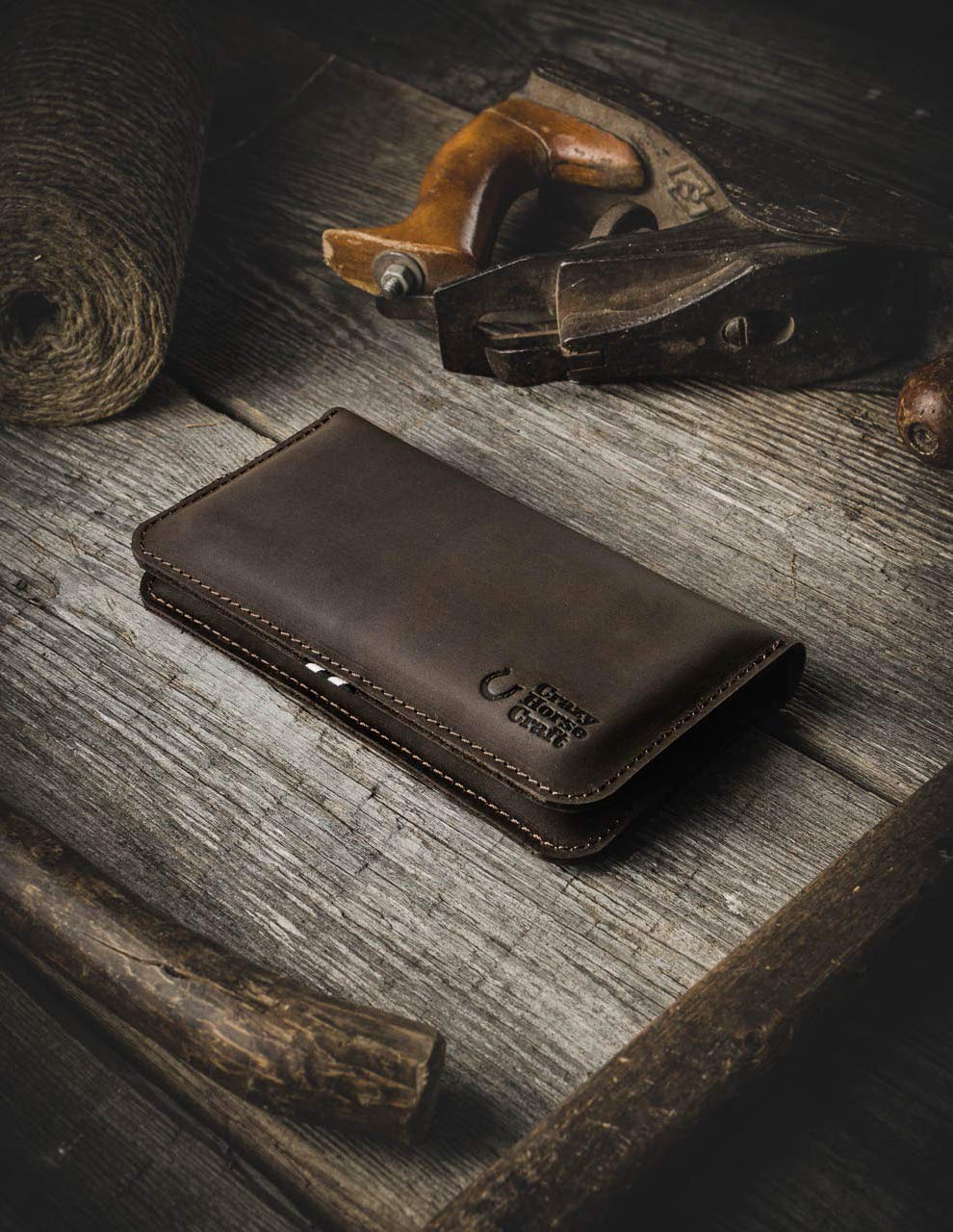 Genuine Leather Dual Phone Case for iPhone 15 Pro Max/Plus, 14/13/12 Series & Mini - Wood Brown Wallet Pouch with Wool Felt Lining | Perfect for Business Travel, Daily Commute & Phone Protection