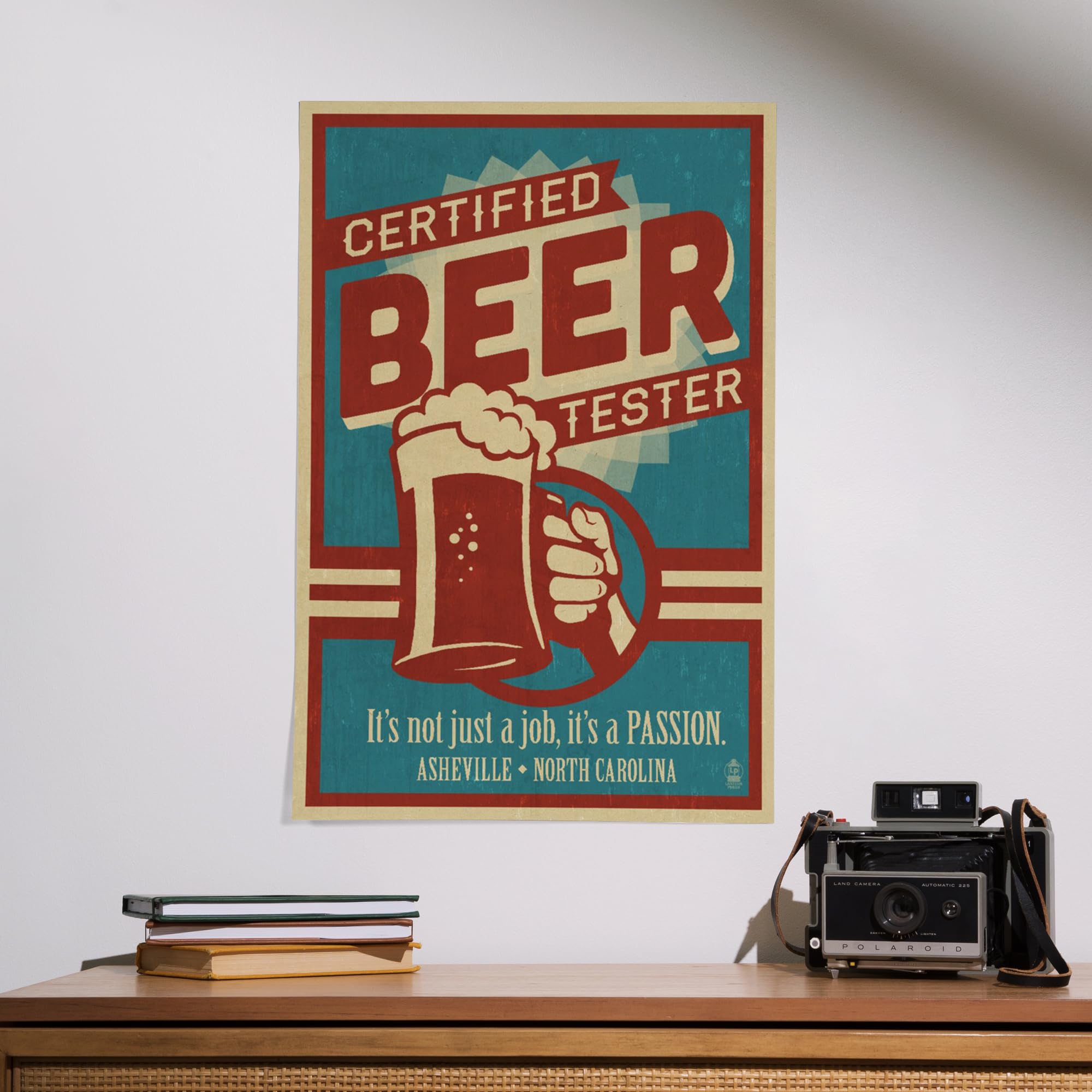 Lantern Press 16x24 Inch Giclee Art Print - Asheville North Carolina Landscape Wall Decor - Certified Beer Tester Humorous Poster - Perfect for Home, Office & Bar Decor