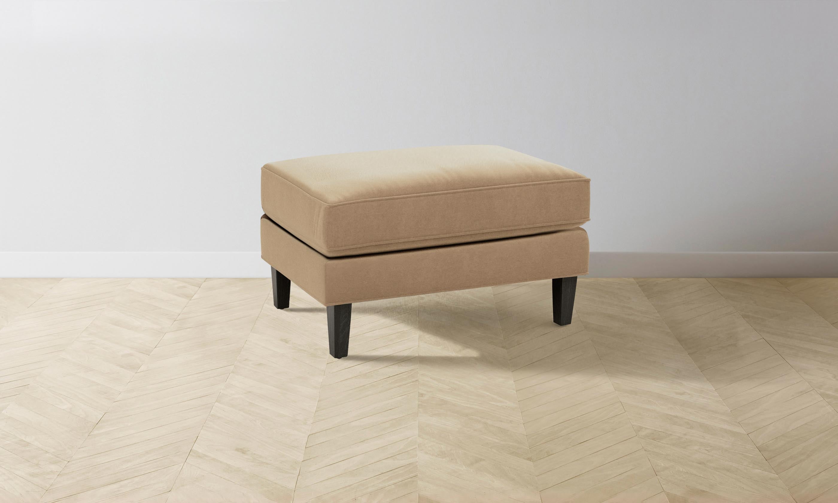 Premium Mohair Almond Crosby Ottoman - Stylish & Comfortable Footrest for Living Room, Bedroom, or Office - Soft & Durable Upholstered Furniture