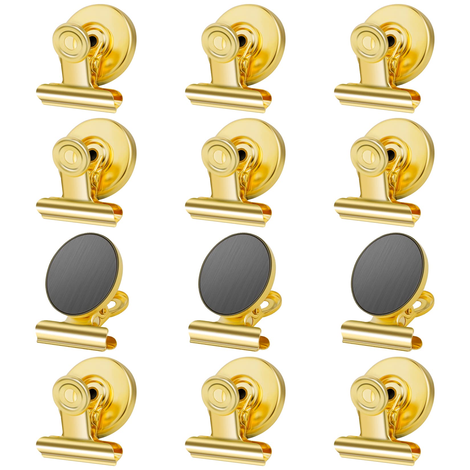 Grtard 12 Pack Heavy Duty Magnetic Clips - Strong Refrigerator & Whiteboard Magnets - Non-Scratch Metal Magnet Clips for Fridge, Office, Locker - Perfect for Organizing Notes, Photos & Documents