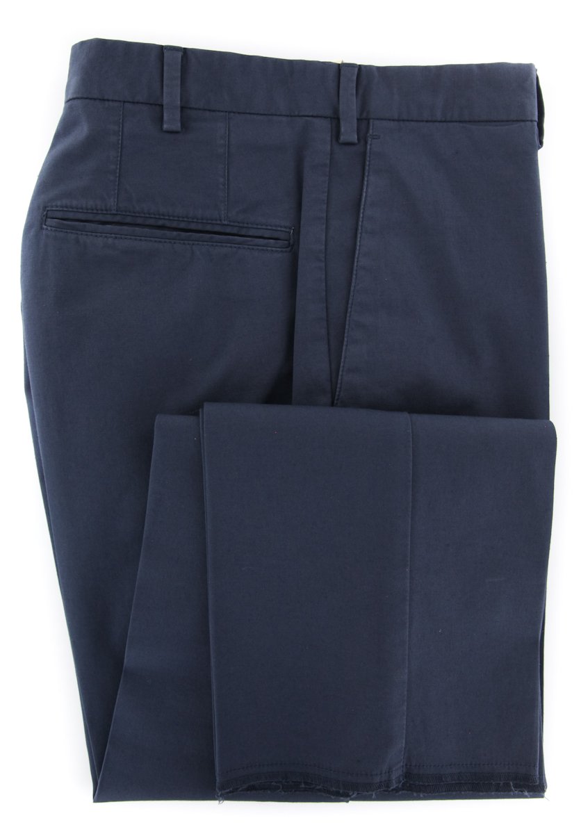 Incotex Navy Blue Solid Slim Fit Men's Dress Pants for Business & Office Wear - Comfortable & Stylish Formal Trousers for Work & Professional Occasions
