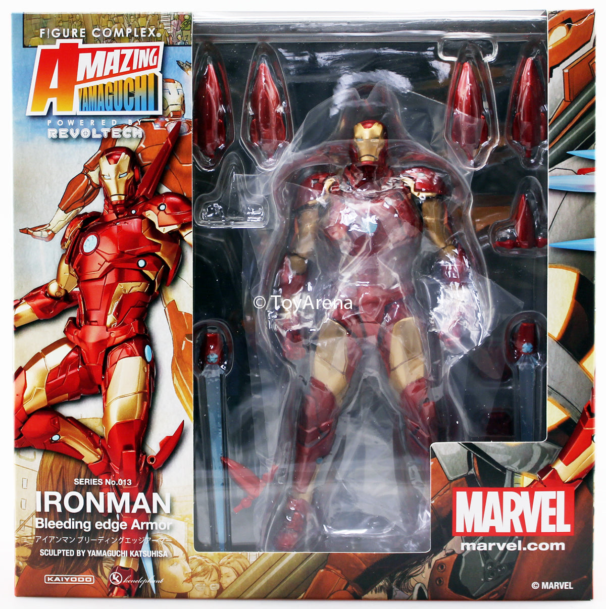 Amazing Yamaguchi Revoltech No. 013 Iron Man Bleeding Edge Armor Action Figure - Highly Articulated Collectible for Marvel Fans & Display Cases