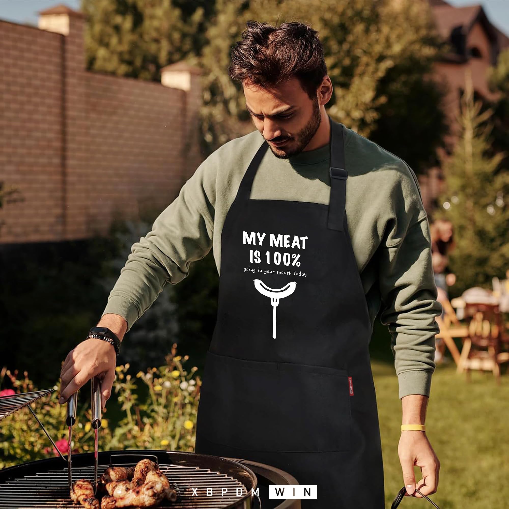 Funny BBQ & Baking Apron for Men & Women - Best Christmas & Birthday Gift for Dad, Mom, Husband, Wife, Boyfriend - Kitchen Cooking Apron with Pockets - Perfect for Grilling, Baking, Cooking & Housewarming Gifts