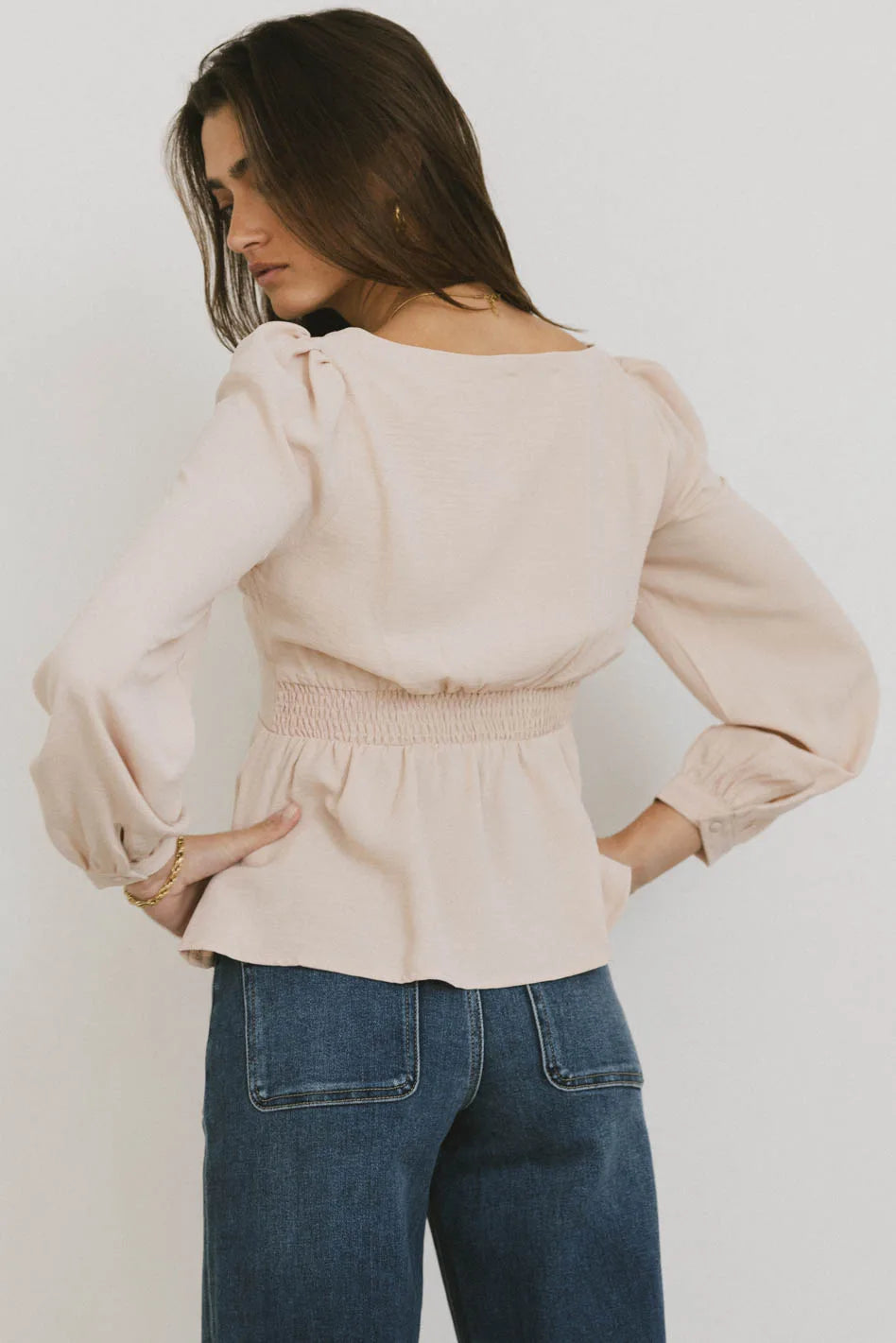 Stylish Maeve Twist Front Blouse in Beige | Women's Fashion Blouse | Perfect for Office Wear & Casual Outings | FINAL SALE