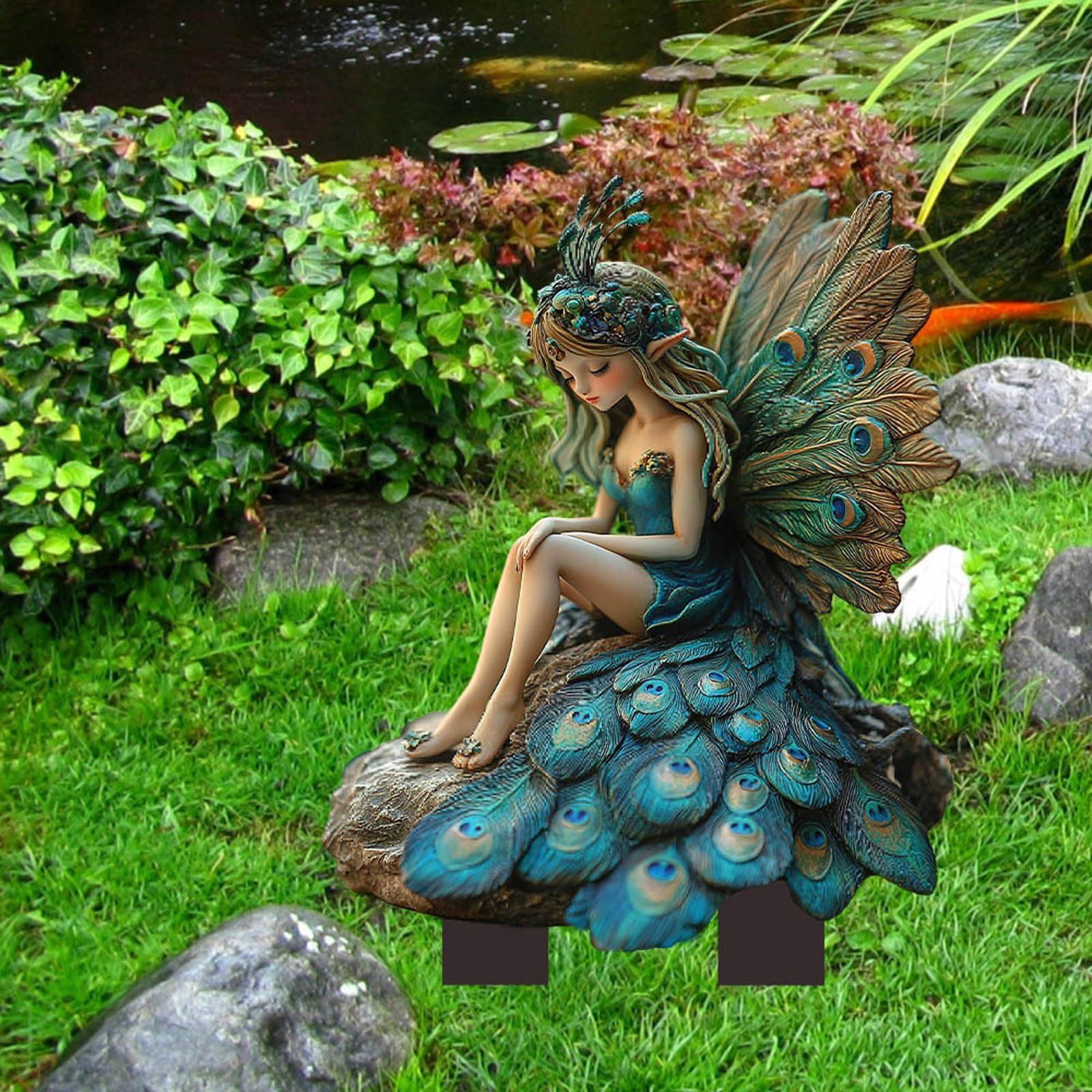 Handmade Bohemian Fairy Flower Pot - 2D Acrylic Planter with Ground Plug for Fairy Garden Decor, Home & Outdoor Use (Peacock Girl Design) | Perfect for Indoor Plant Displays, Garden Accents & Boho Home Decor