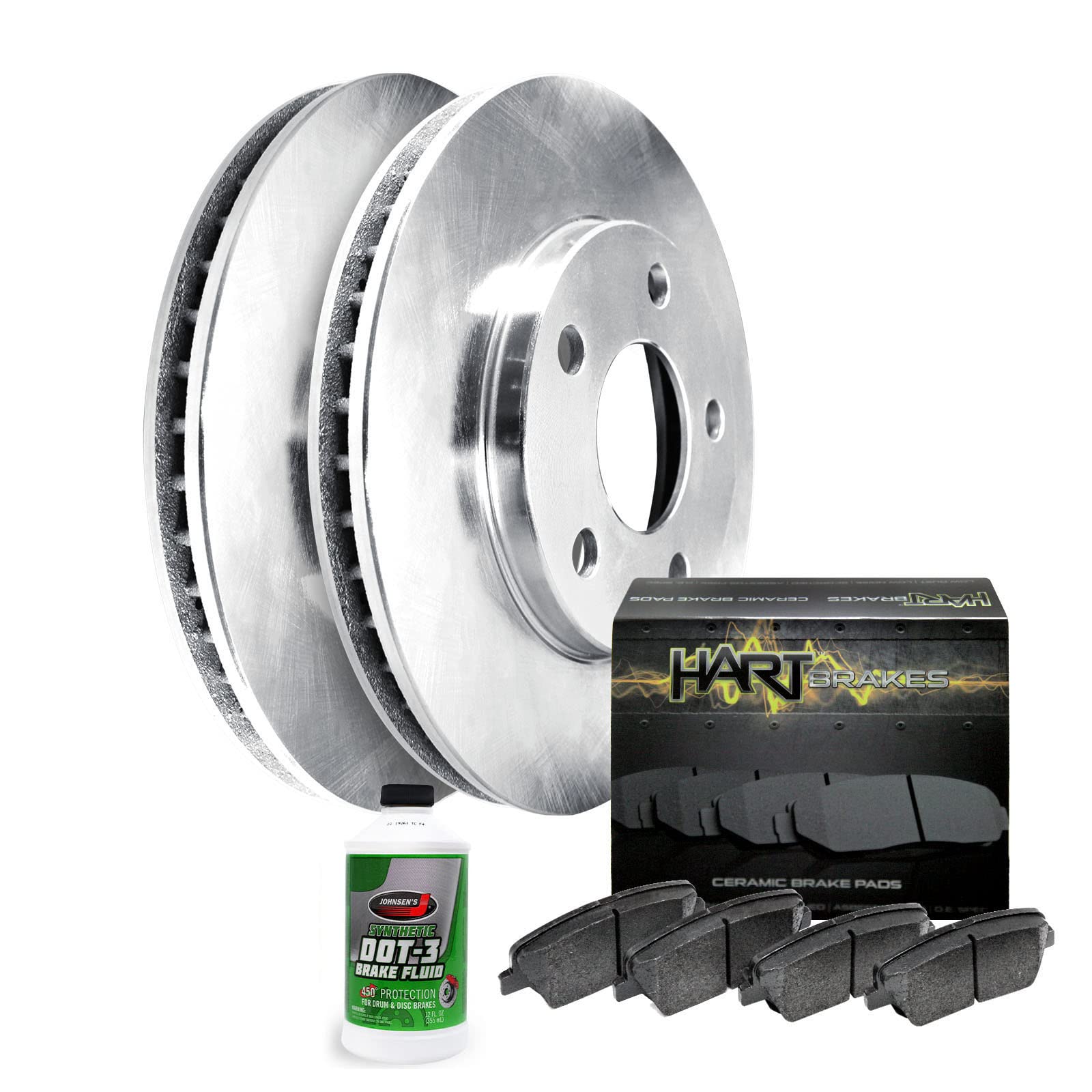 Premium Hart Rear Brake Pads and Rotors Kit - Ceramic Brake Pads with Slotted Rotors | RBB1.47007.02 | Perfect for Trucks, SUVs & High-Performance Vehicles | Smooth Stopping Power for Highway & City Driving