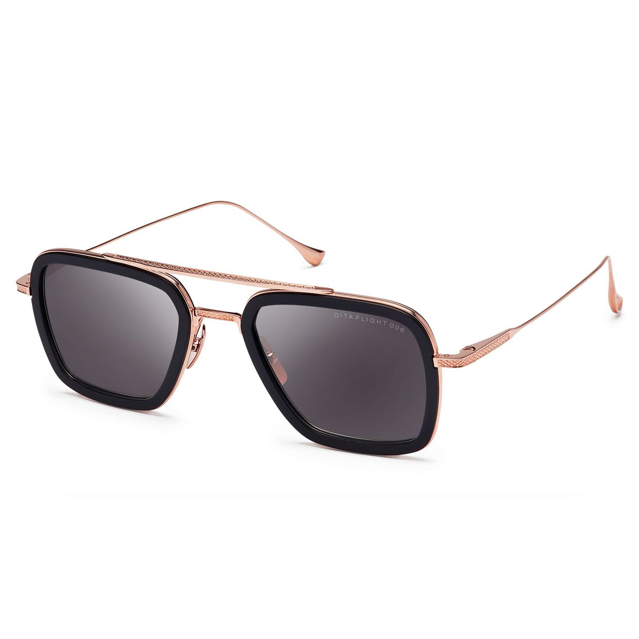 Dita Eyewear 7806 Flight 006 Black Rose Gold Sunglasses for Men & Women - Luxury Polarized Aviator Sunglasses for Driving, Travel & Outdoor Activities
