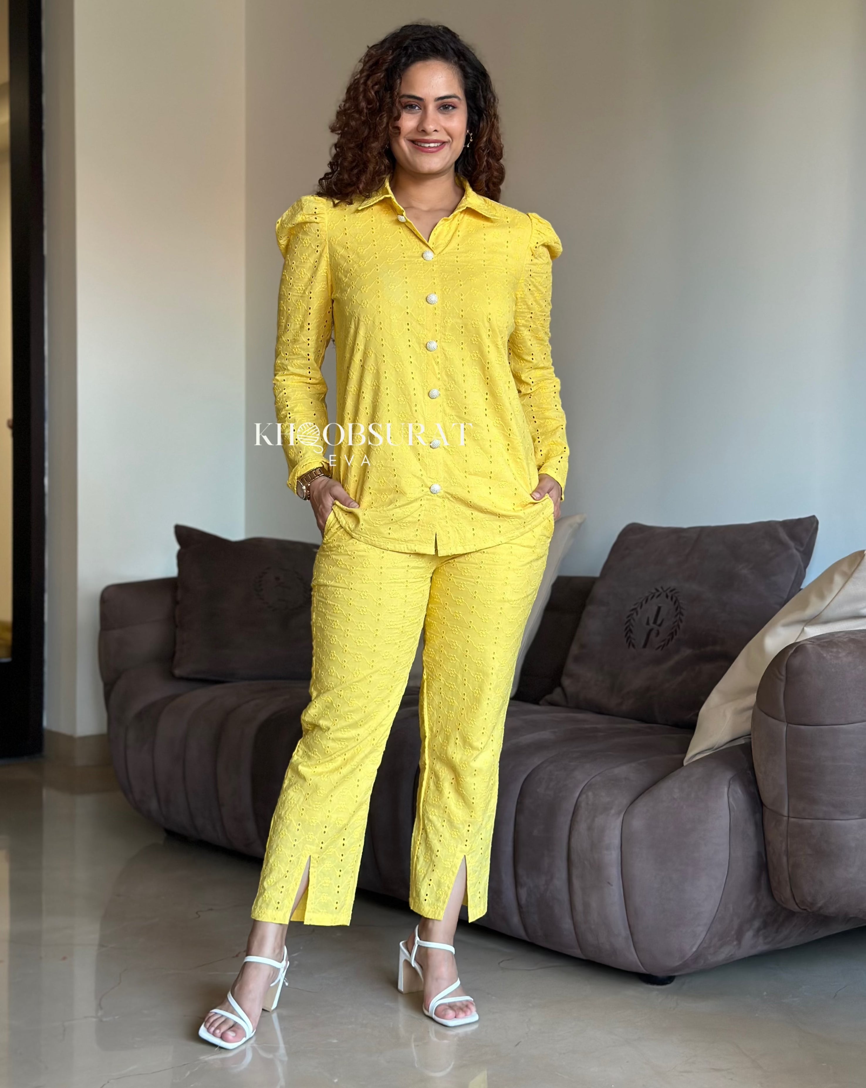 STYLE SPARK Yellow Women's 2-Piece Coord Set | Trendy Matching Outfit for Summer | Perfect for Beach Vacations, Brunch Dates & Casual Outings