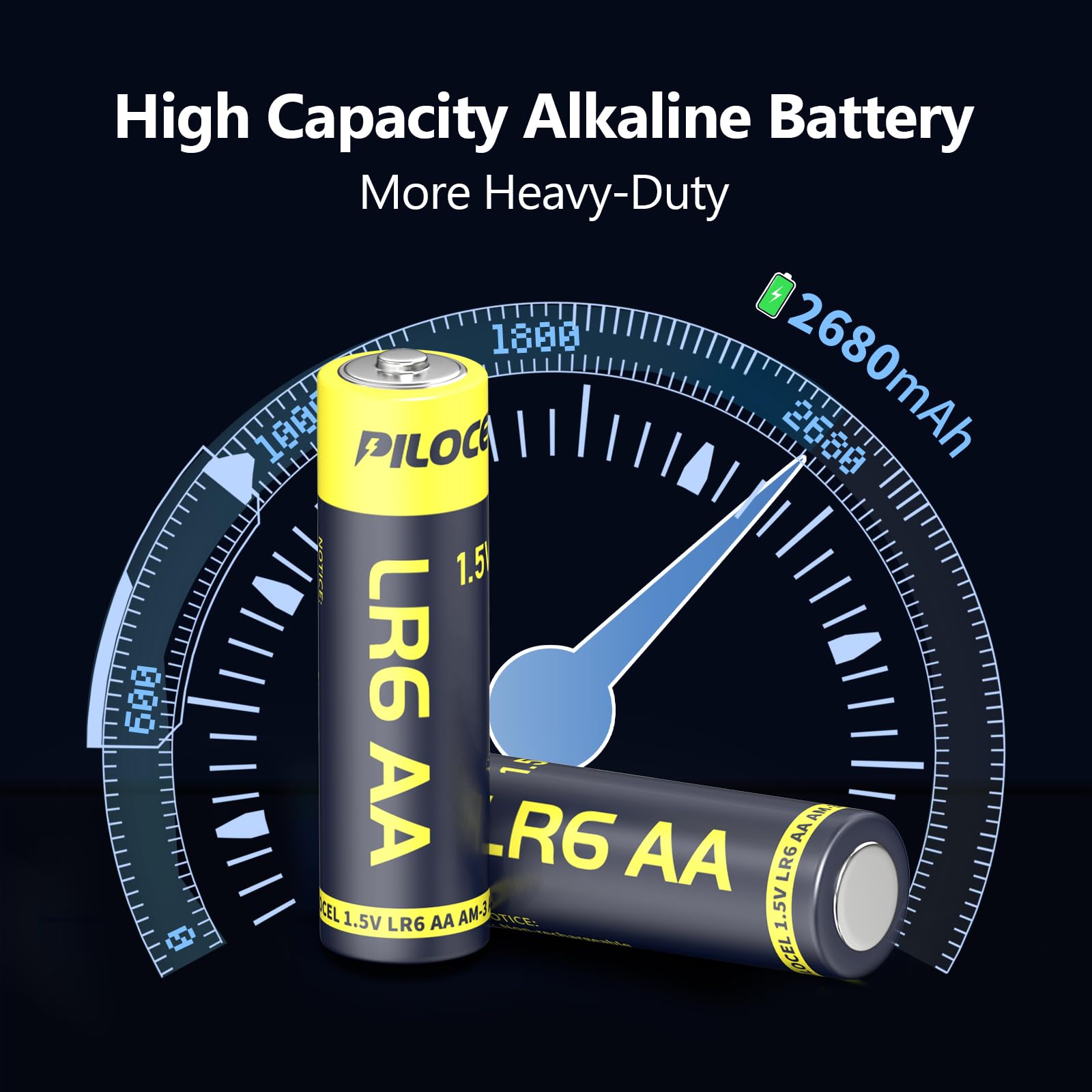 8 Pack AA Alkaline Batteries 1.5V - Long Lasting High Capacity LR6 Double A Batteries with 10 Year Shelf Life - Perfect for PC Mouse, Keyboard, Remote Control, Toys, Clocks and Home Electronics