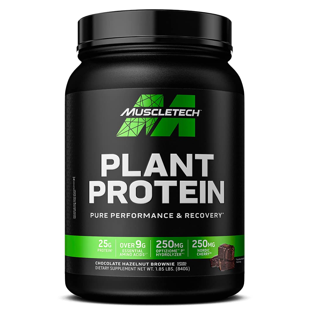 MuscleTech Platinum Plant-Based Performance Protein Powder - 25g Protein, 5 Plant Protein Sources, Chocolate Hazelnut Brownie (20 Servings) | Vegan Protein Supplement for Muscle Recovery & Workout Fuel | Perfect for Post-Workout, Smoothies & Healthy Baking