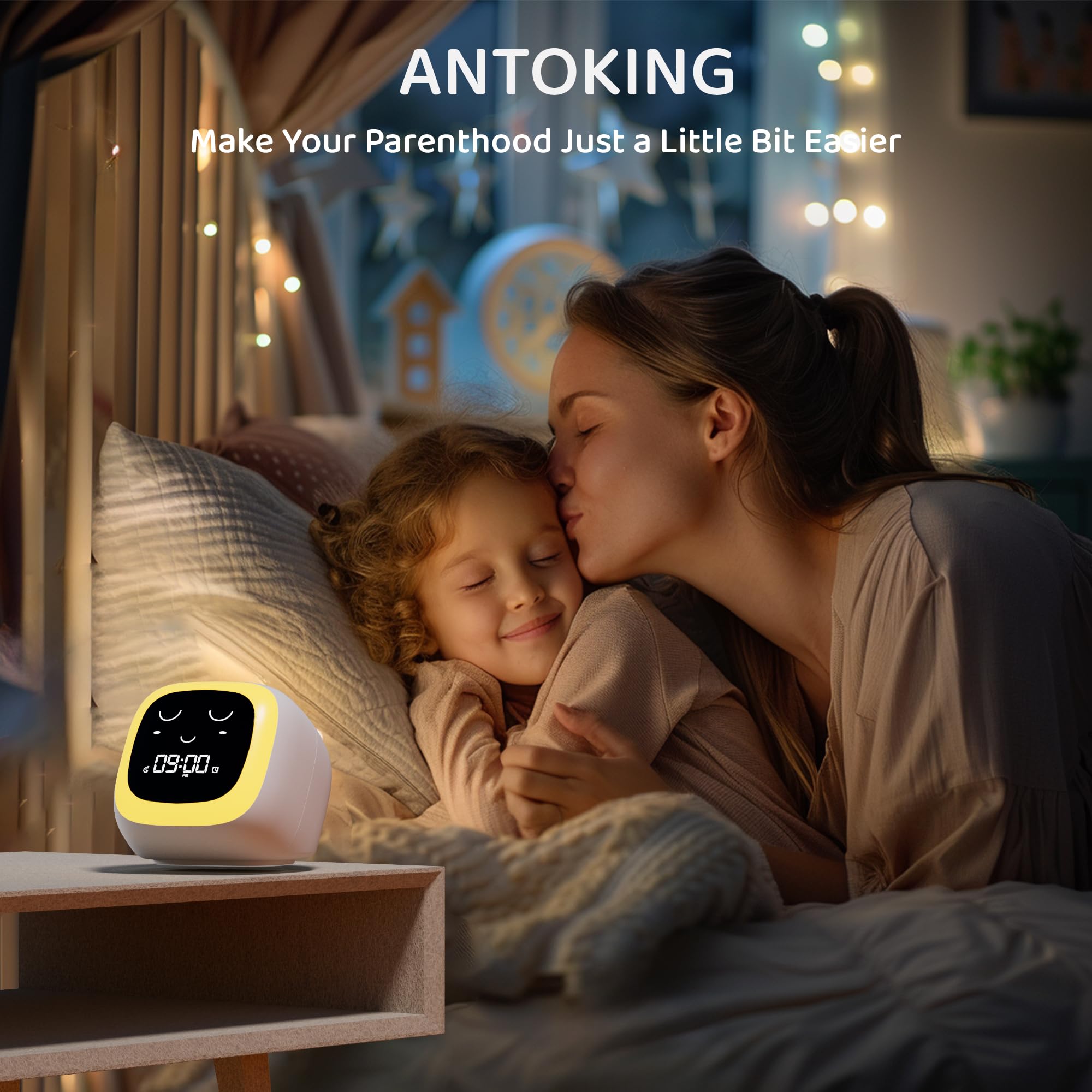ANTOKING Kids Alarm Clock - Sleep Training Clock for Toddlers with Night Light & Sound Machine, Ok to Wake Clock for Boys and Girls, Nap Timer with Snooze Function | Perfect for Bedrooms, Nursery Rooms, and Daycare Centers