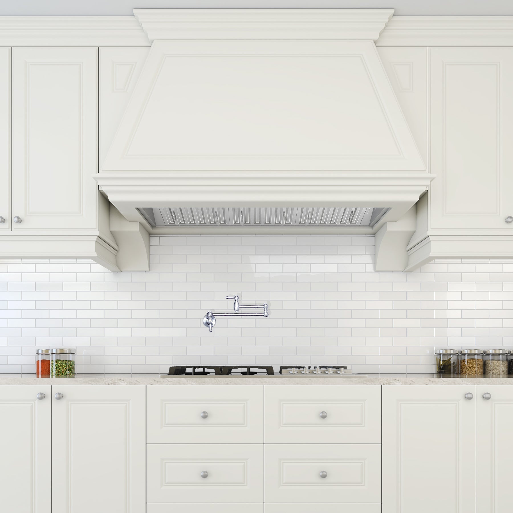 48 Inch Pro Insert Range Hood with LED Lights - Perfect for Modern Kitchens & Stainless Steel Appliances