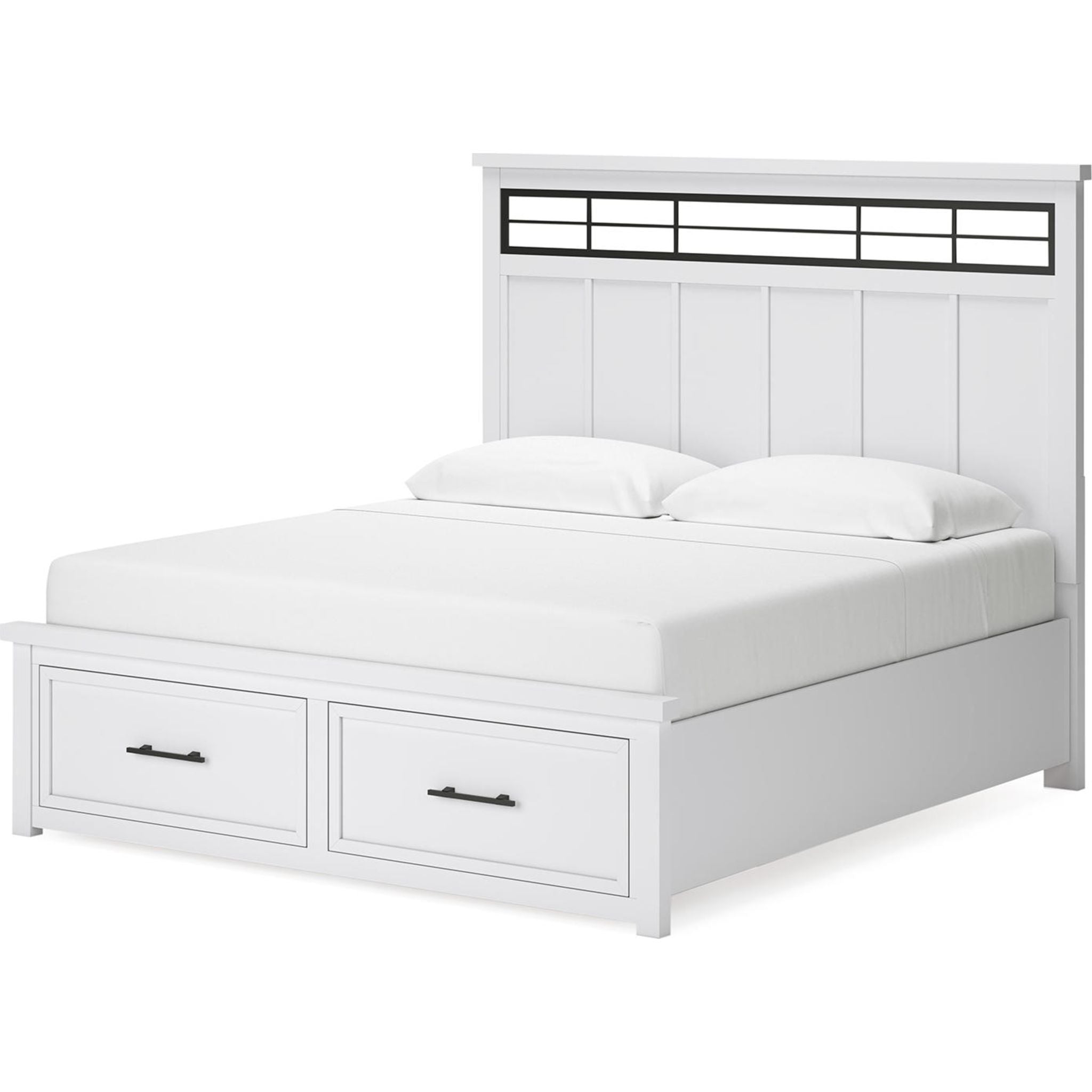 Ashbryn King Size Storage Bed Frame - White & Natural Finish for Modern Bedroom Organization
