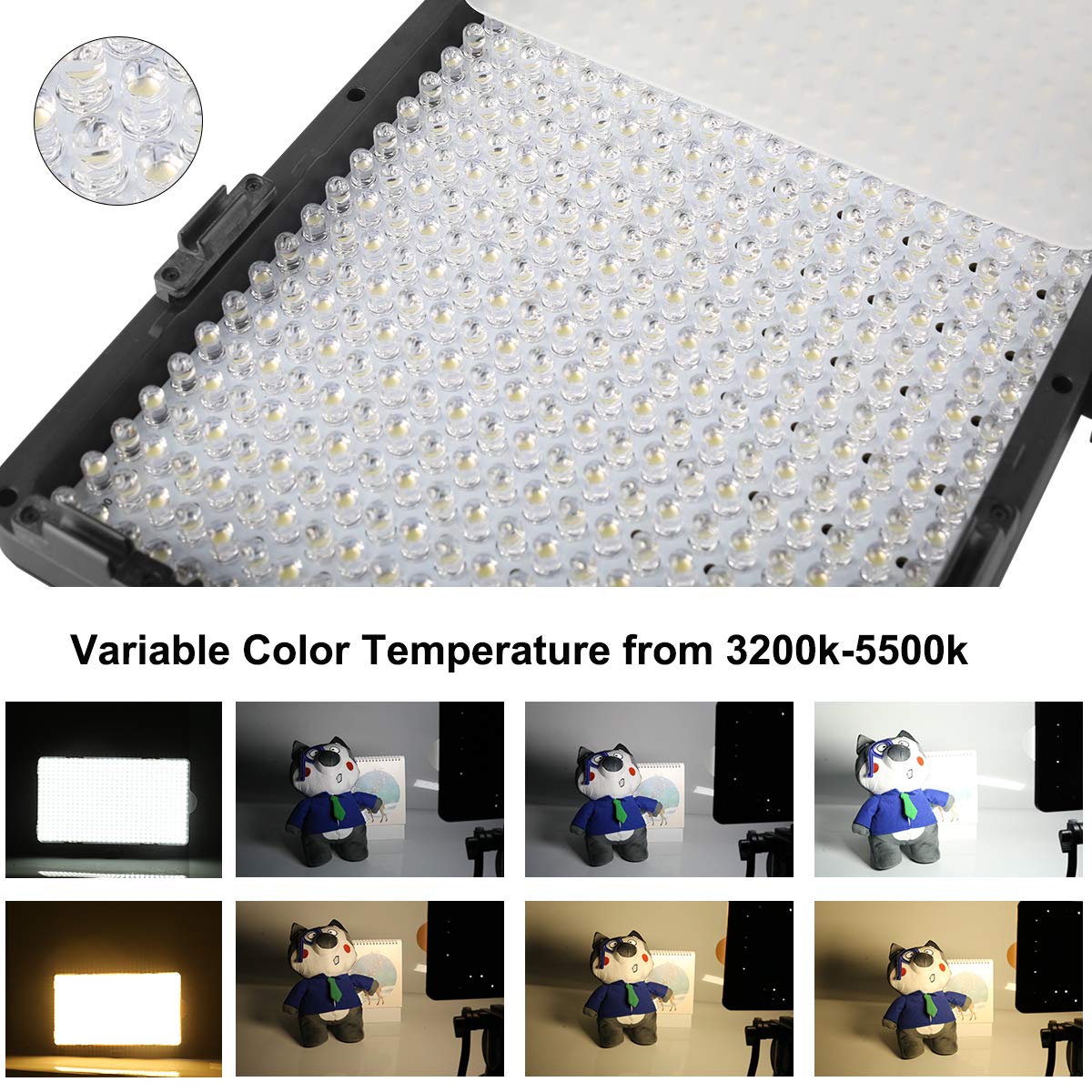 Meike MK-Y400B 400 LED Dimmable Ultra High Power Panel Light for DSLR Cameras - Compatible with Nikon, Pentax, Panasonic, Sony, Samsung, Olympus - Perfect for Photography, Videography, Studio Lighting & YouTube Content Creation