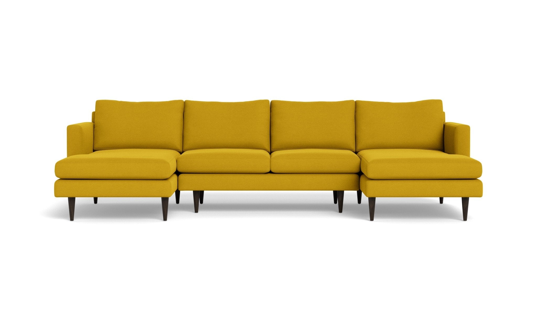 Wallace 126 Modern U-Shaped Sectional Sofa - Untufted Double Chaise Lounge for Living Room, Family Room & Home Theater - Comfortable Contemporary L-Shaped Couch with Chaise
