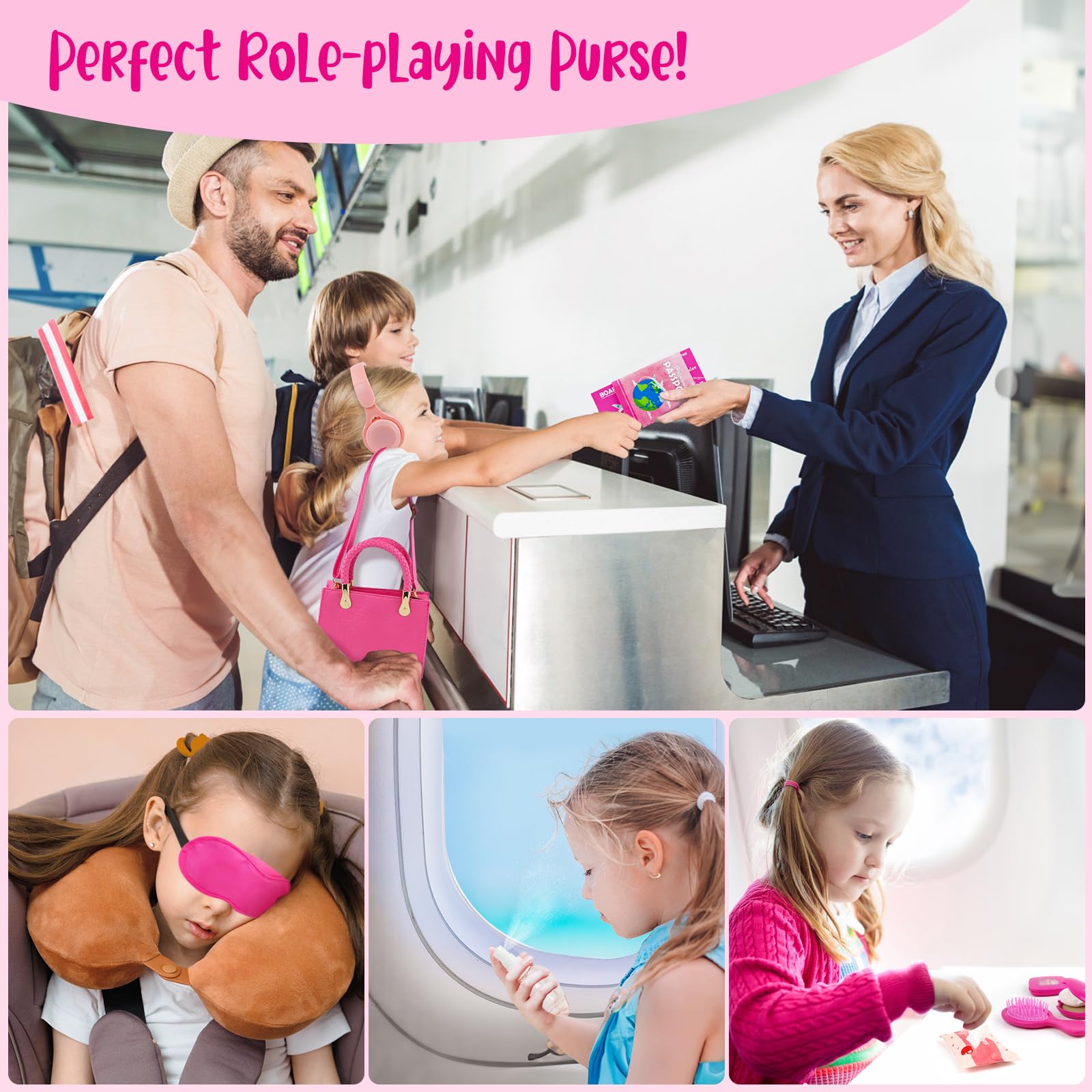 **49PCS Kids Pretend Play Purse Set with Pretend Makeup & Accessories - Princess Toy Wallet, Headset, Phone, Sunglasses, Keys, Credit Cards for Girls Age 3+ | Perfect for Birthday Gifts, Role Play & Dress-Up Fun**