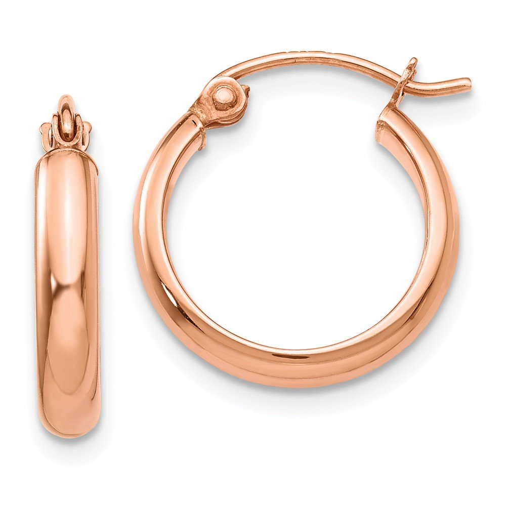 14K Rose Gold Hoop Earrings for Women - Classic Solid Gold Circle Earrings - Perfect for Everyday Wear, Parties & Special Occasions
