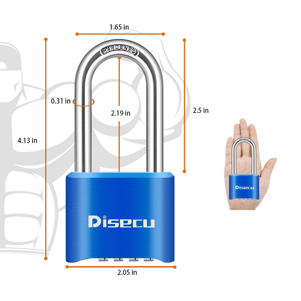 Heavy Duty 4 Digit Combination Lock - 2.5 Inch Long Shackle Waterproof Outdoor Padlock for School, Gym Locker, Gate, Toolbox, Fence & Bike Security - Blue (2 Pack) | Perfect for Home, Office & Travel Use