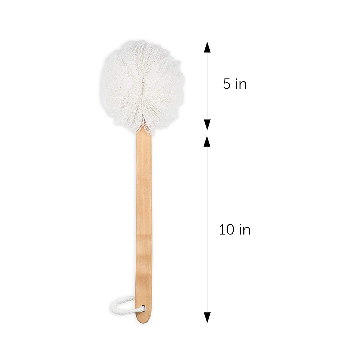 Wooden Handle Bath Sponge & Loofah Brush - Exfoliating Back Scrubber for Shower & Skin Care