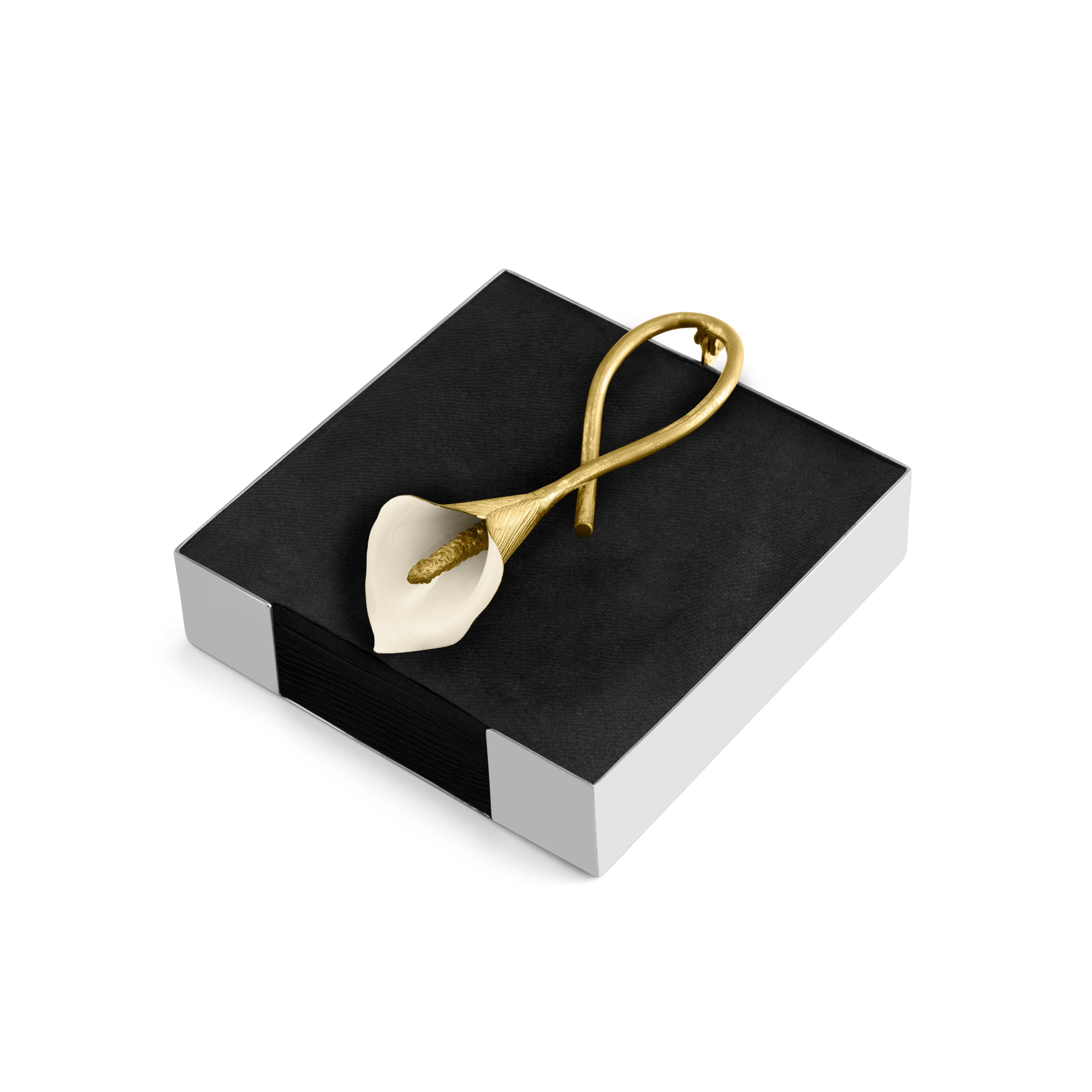 Elegant Calla Lily Cocktail Napkin Holder - Premium Metal Napkin Ring for Weddings, Parties & Fine Dining - Perfect for Table Decor & Gift Giving