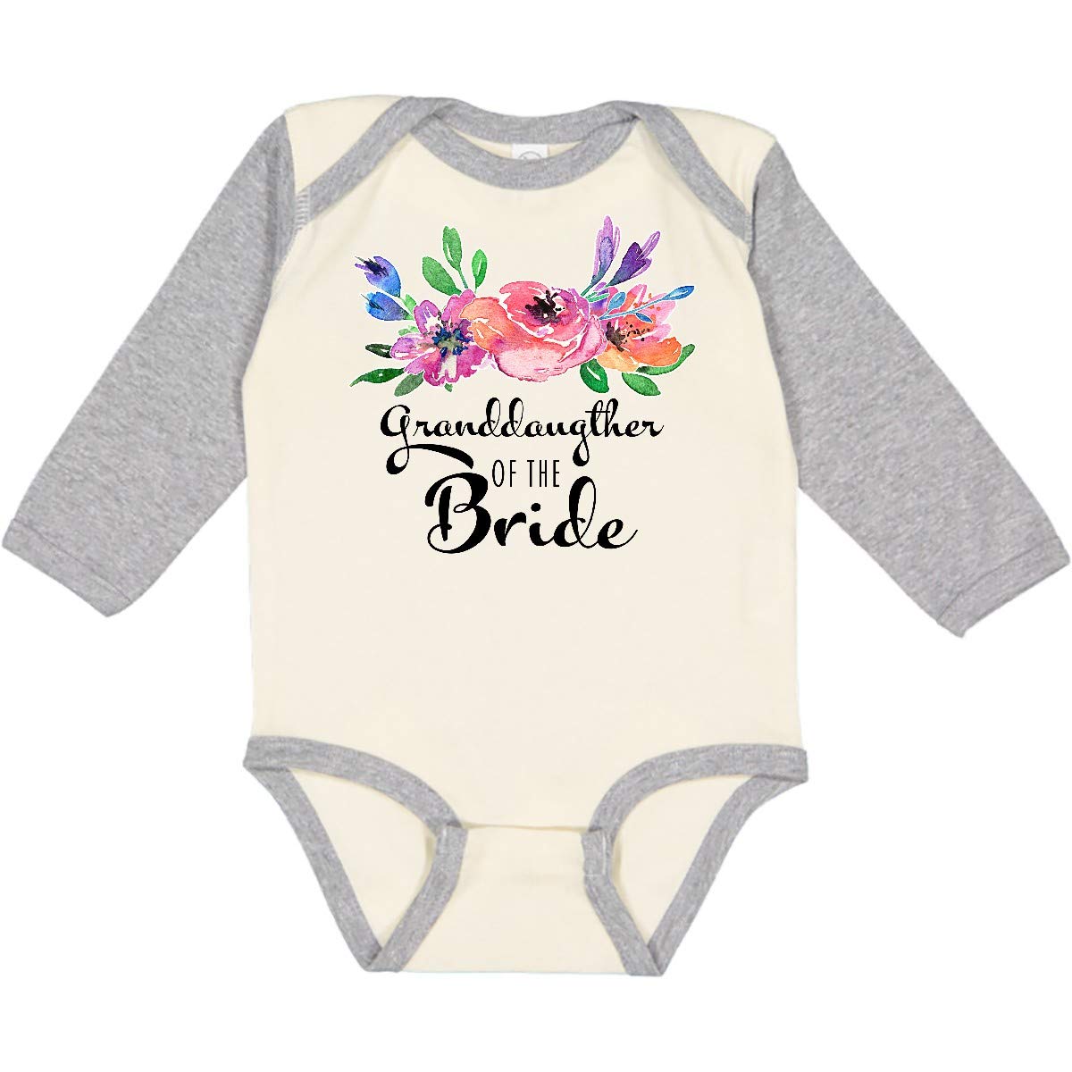 Inktastic Granddaughter of the Bride with Bouquet Long Sleeve Creeper - Perfect for Wedding Parties, Bridal Showers & Family Photos